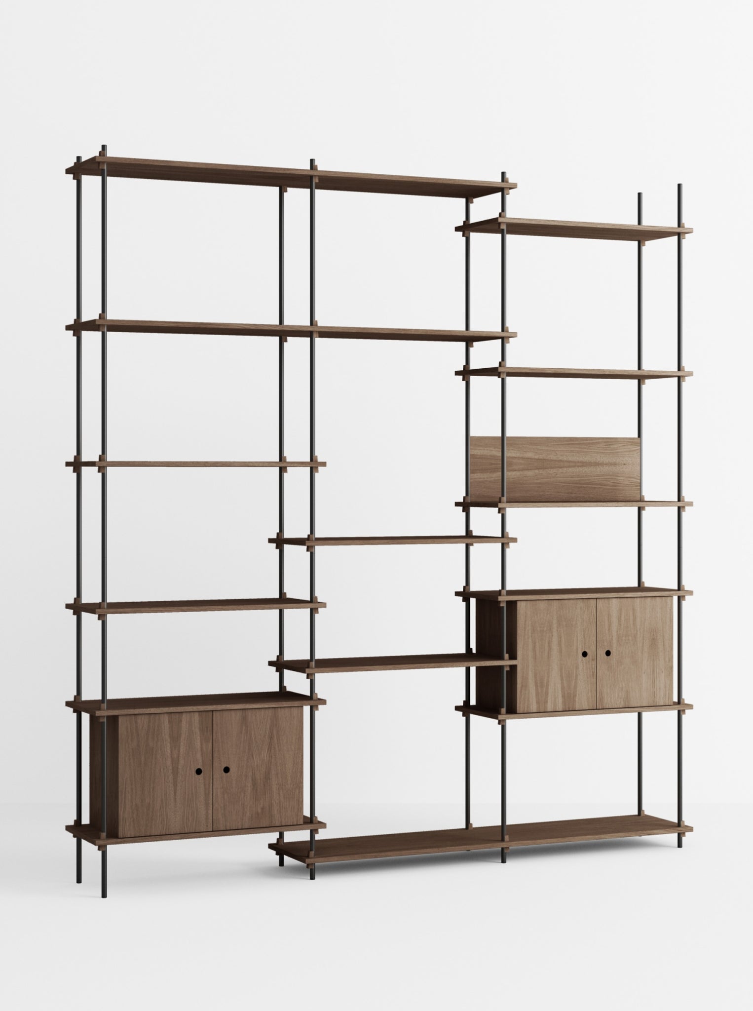 Customizable Moebe Shelving System in Smoked Oak & Black - 255cm High