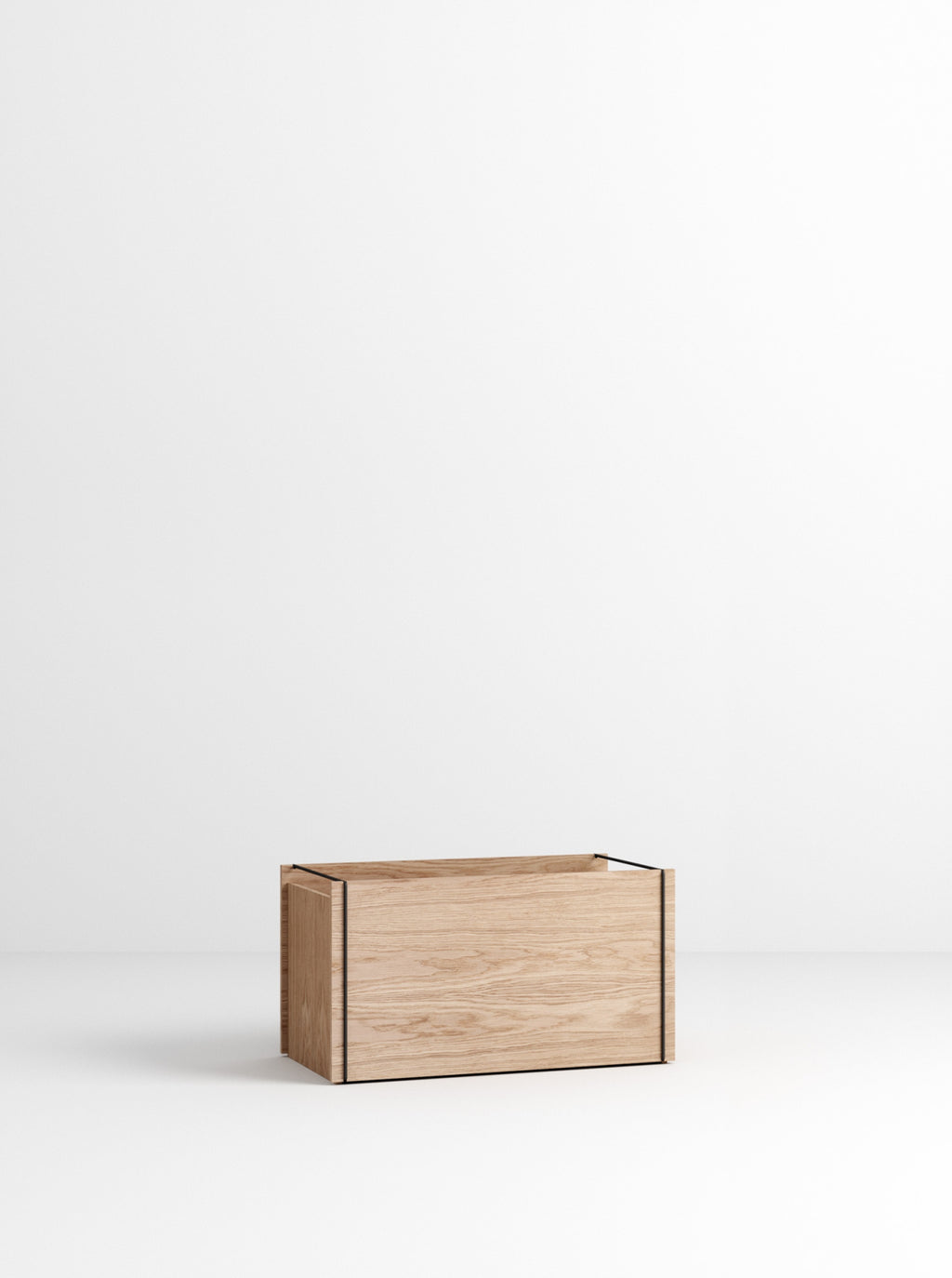 Spacious Moebe Storage Box in Oak/Black - 47L, Stackable & Durable