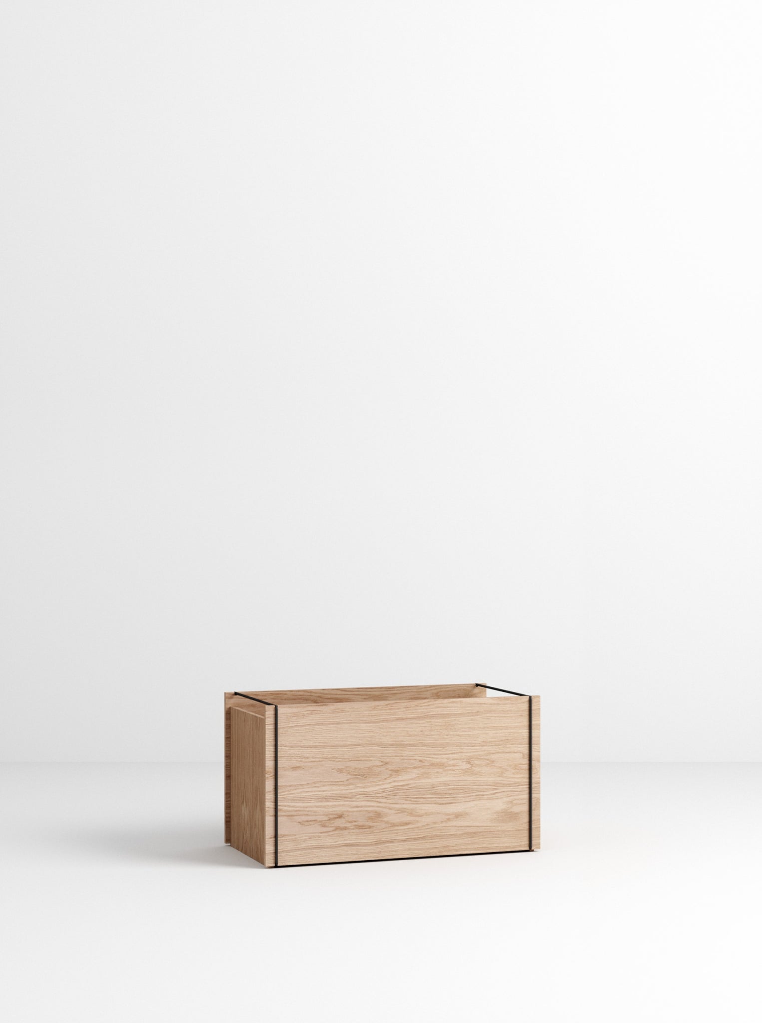 Spacious Moebe Storage Box in Oak/Black - 47L, Stackable & Durable