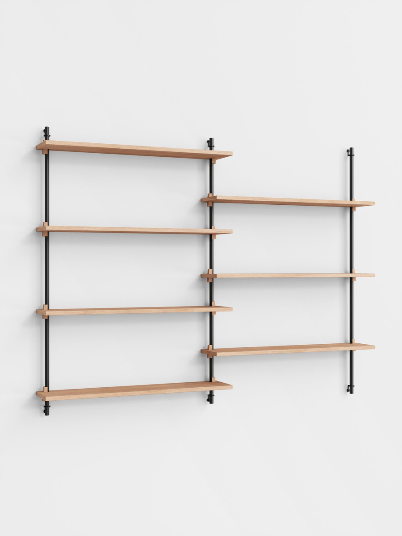 Moebe Wall Shelving WS.115.2 - Adjustable Black Shelves for Any Room