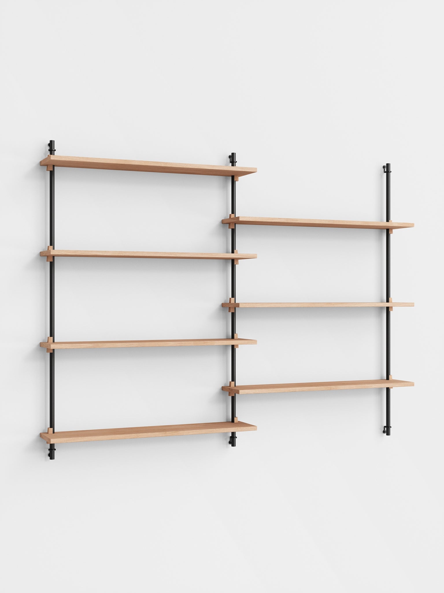 Customizable Moebe Wall Shelving in Oak/Black for Any Room - 115cm High