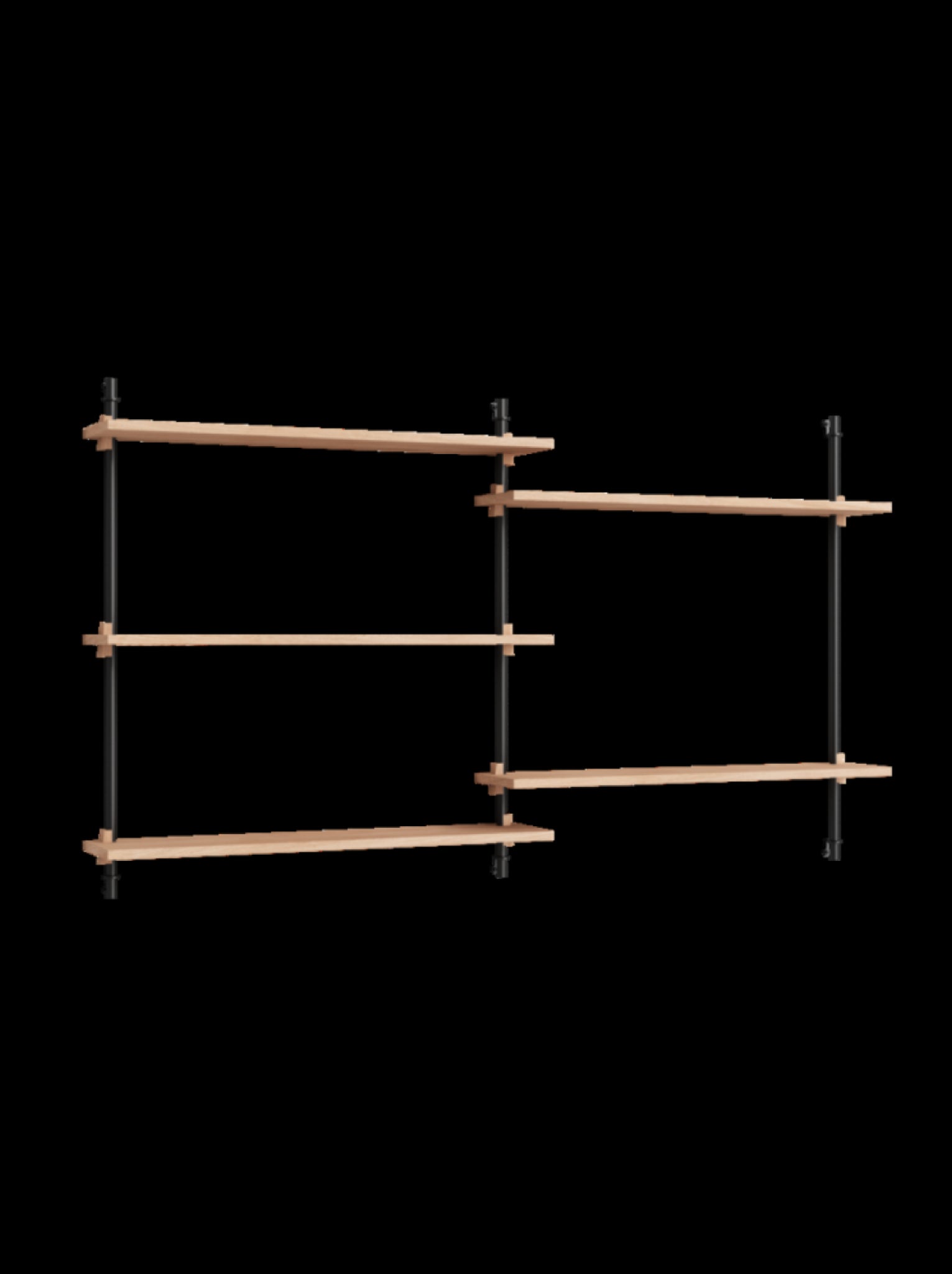 Moebe Wall Shelving WS.85.2: Versatile Oak/Black Shelf for Any Room