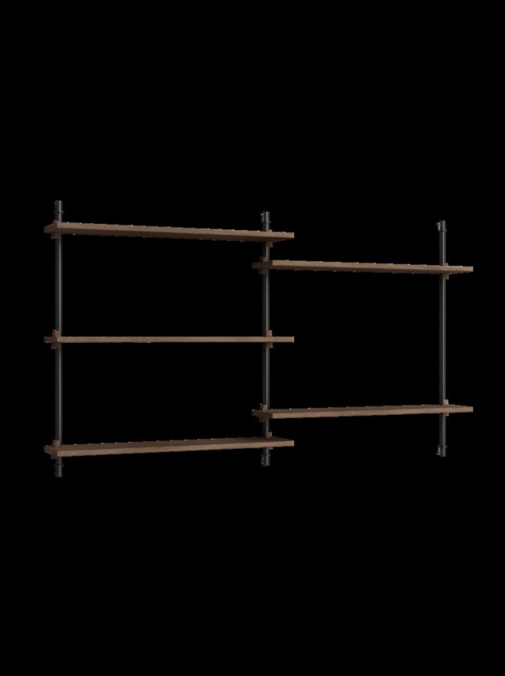 Versatile Moebe Wall Shelving WS.85.2 in Smoked Oak & Black for Any Room