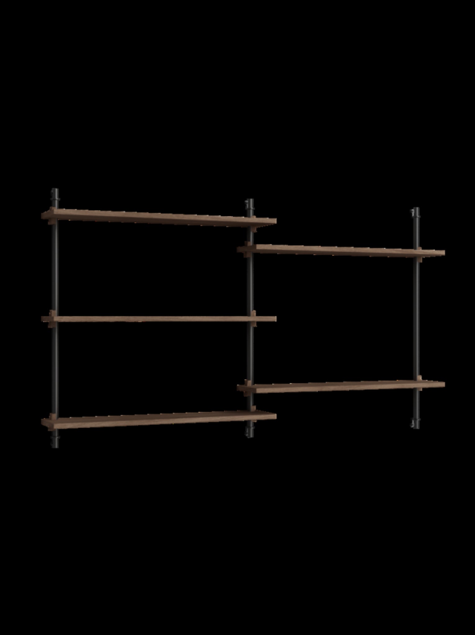 Versatile Moebe Wall Shelving WS.85.2 in Smoked Oak & Black for Any Room
