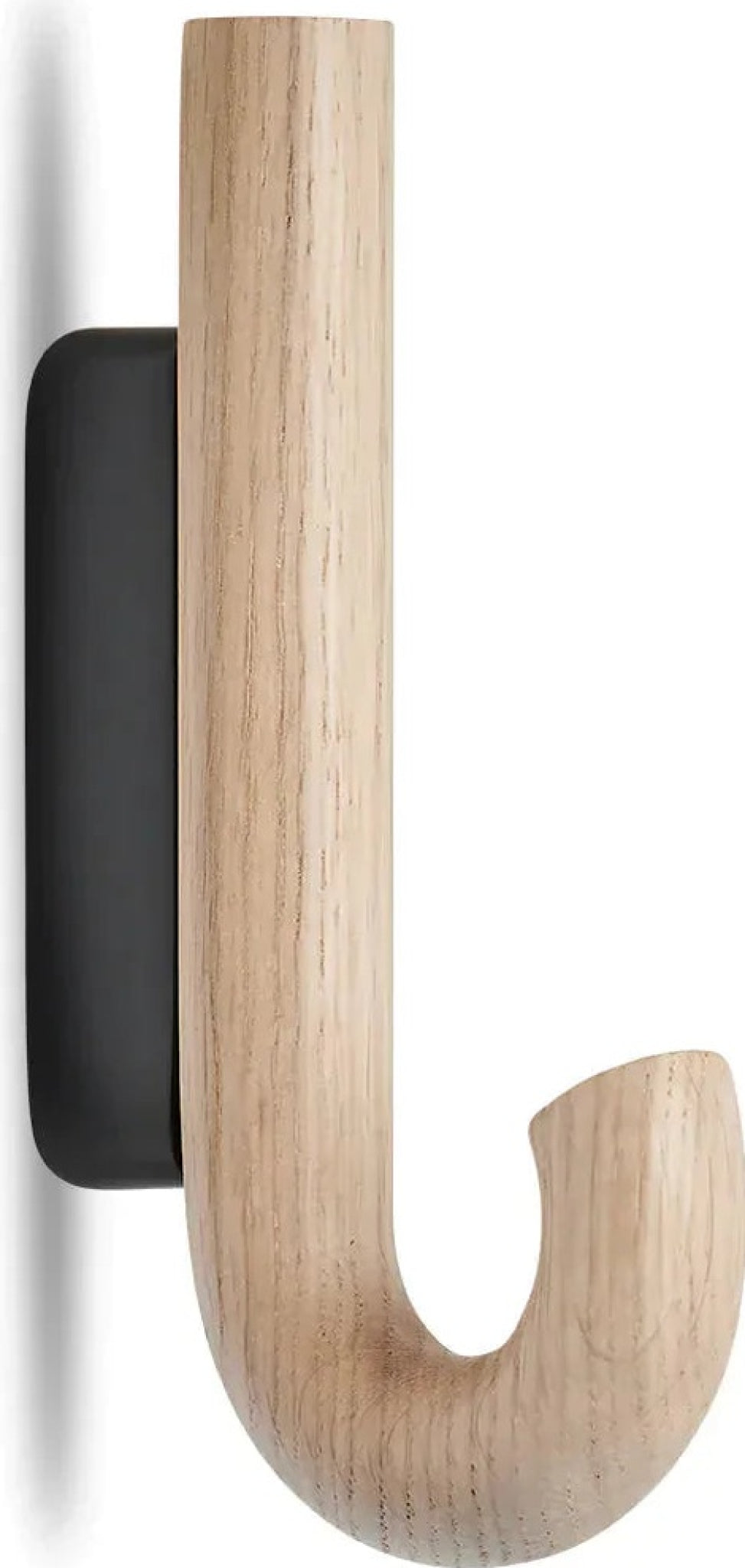 Gejst Hook Mini Oak/black Wall Hook — Small Coat & Towel Hanger, Hallway