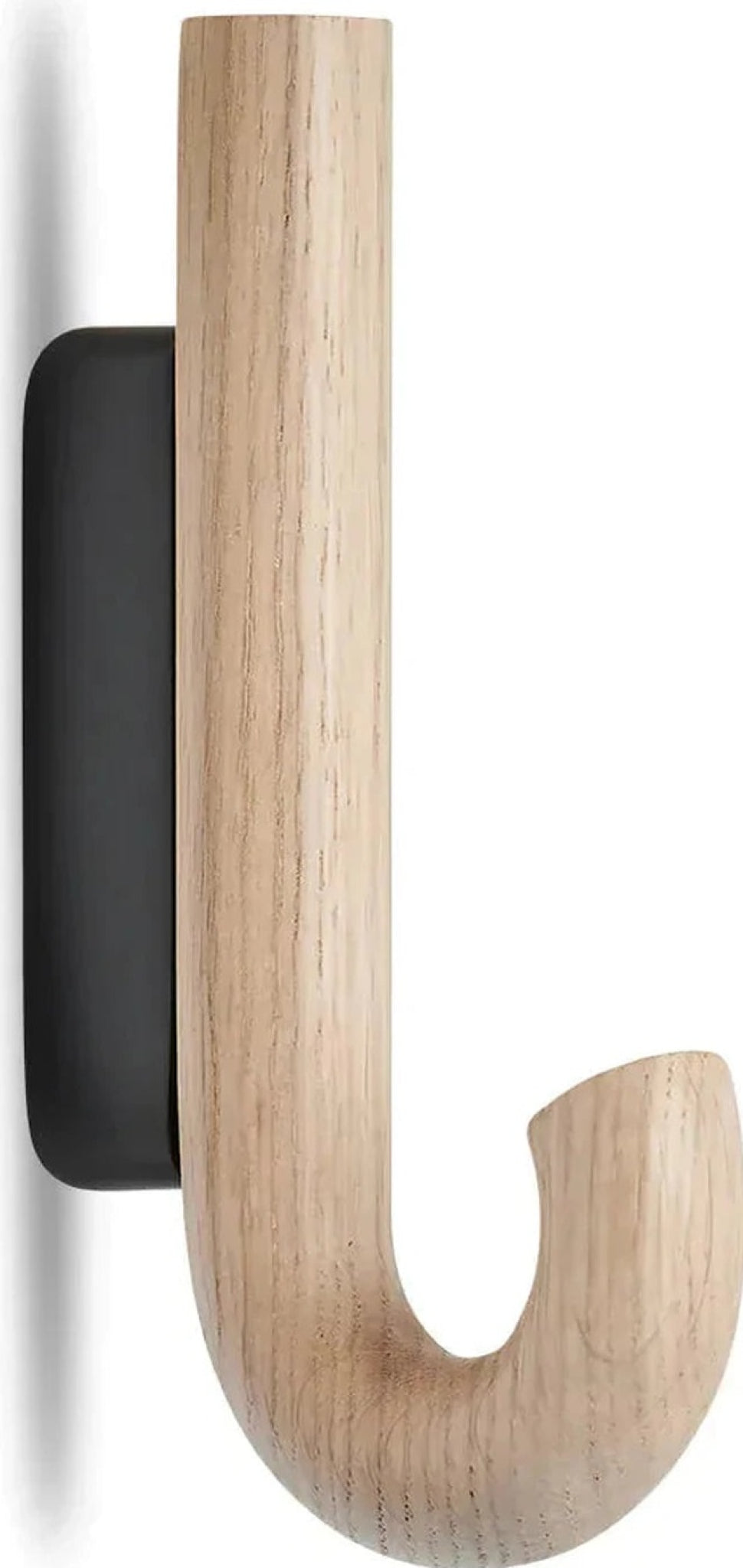 Gejst Hook Mini Oak/black Wall Hook — Small Coat & Towel Hanger, Hallway