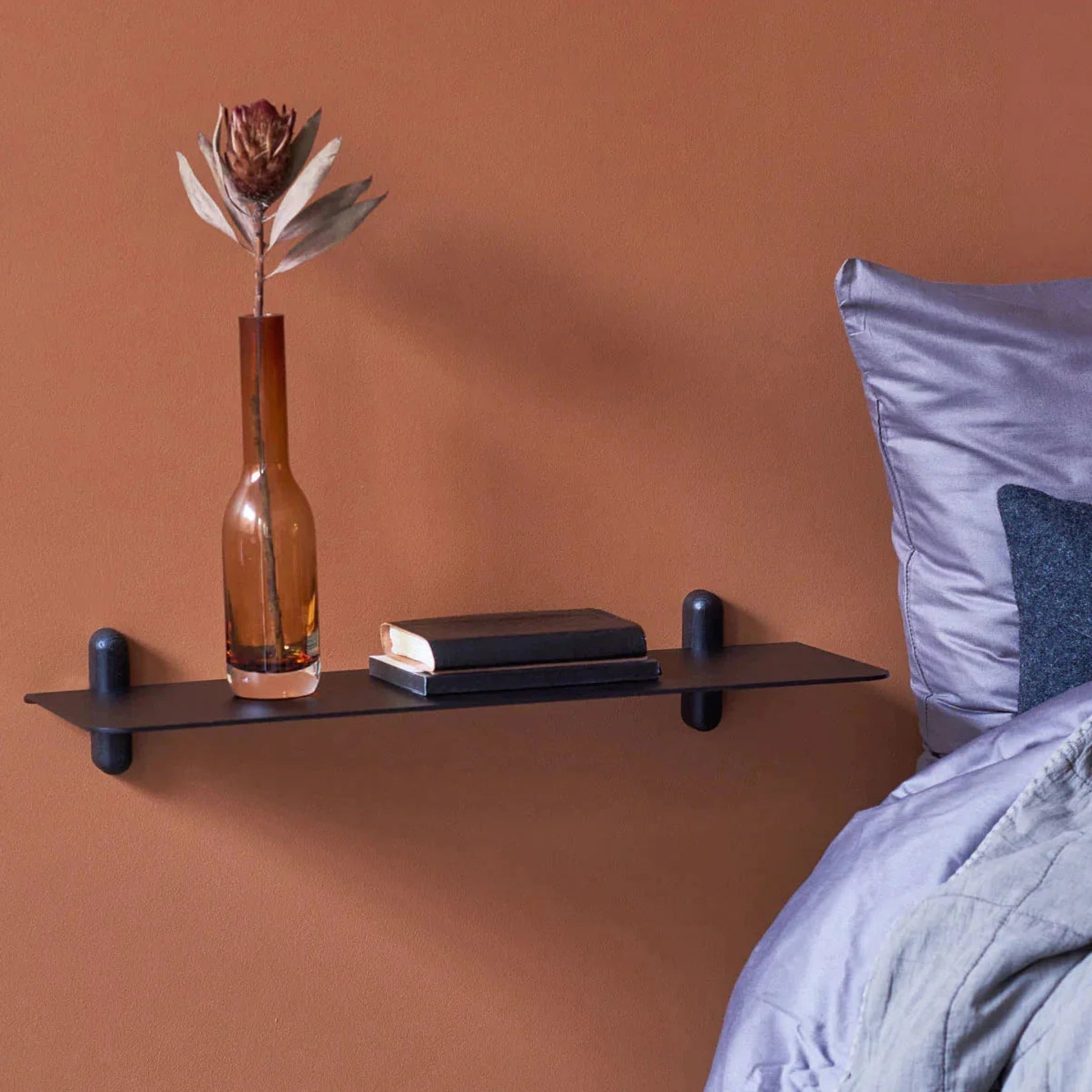 Gejst Nivo Large Floating Wall Shelf G — Black Ash/black, 66.5×25×12 Cm