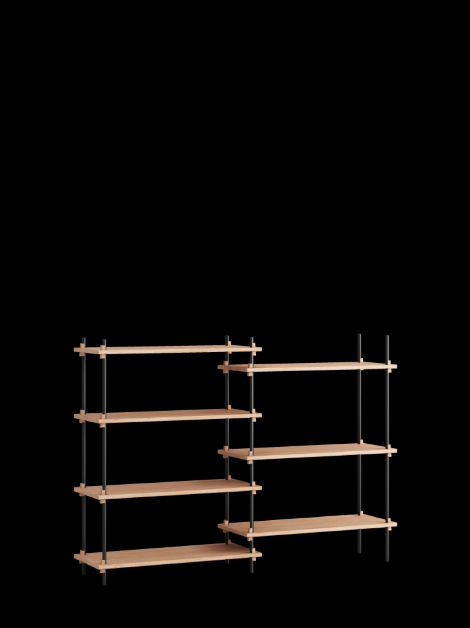 Customizable Moebe Shelving System in Oak/Black - Versatile & Stylish