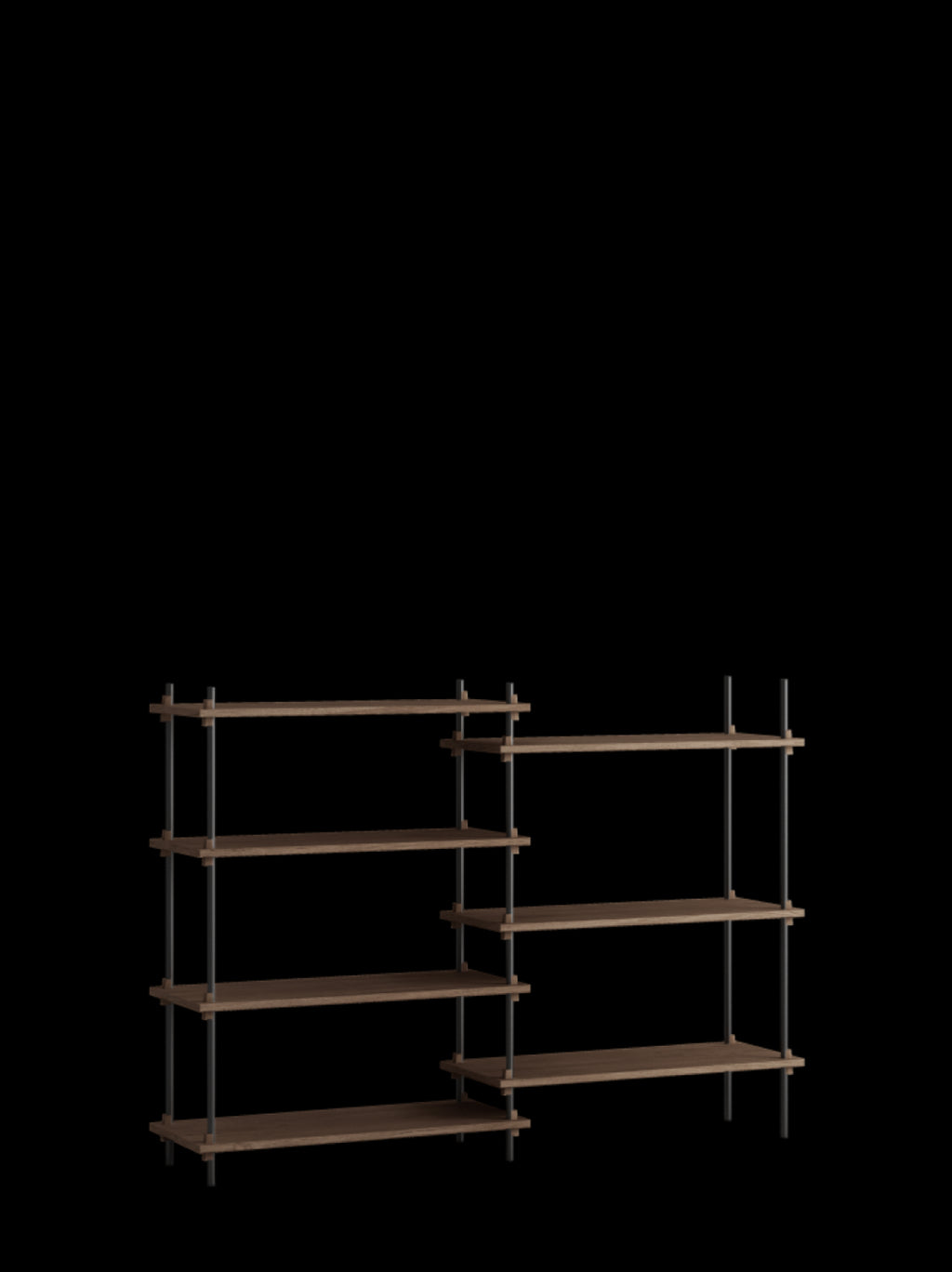 Customizable Moebe Shelving System in Smoked Oak & Black - Versatile Design