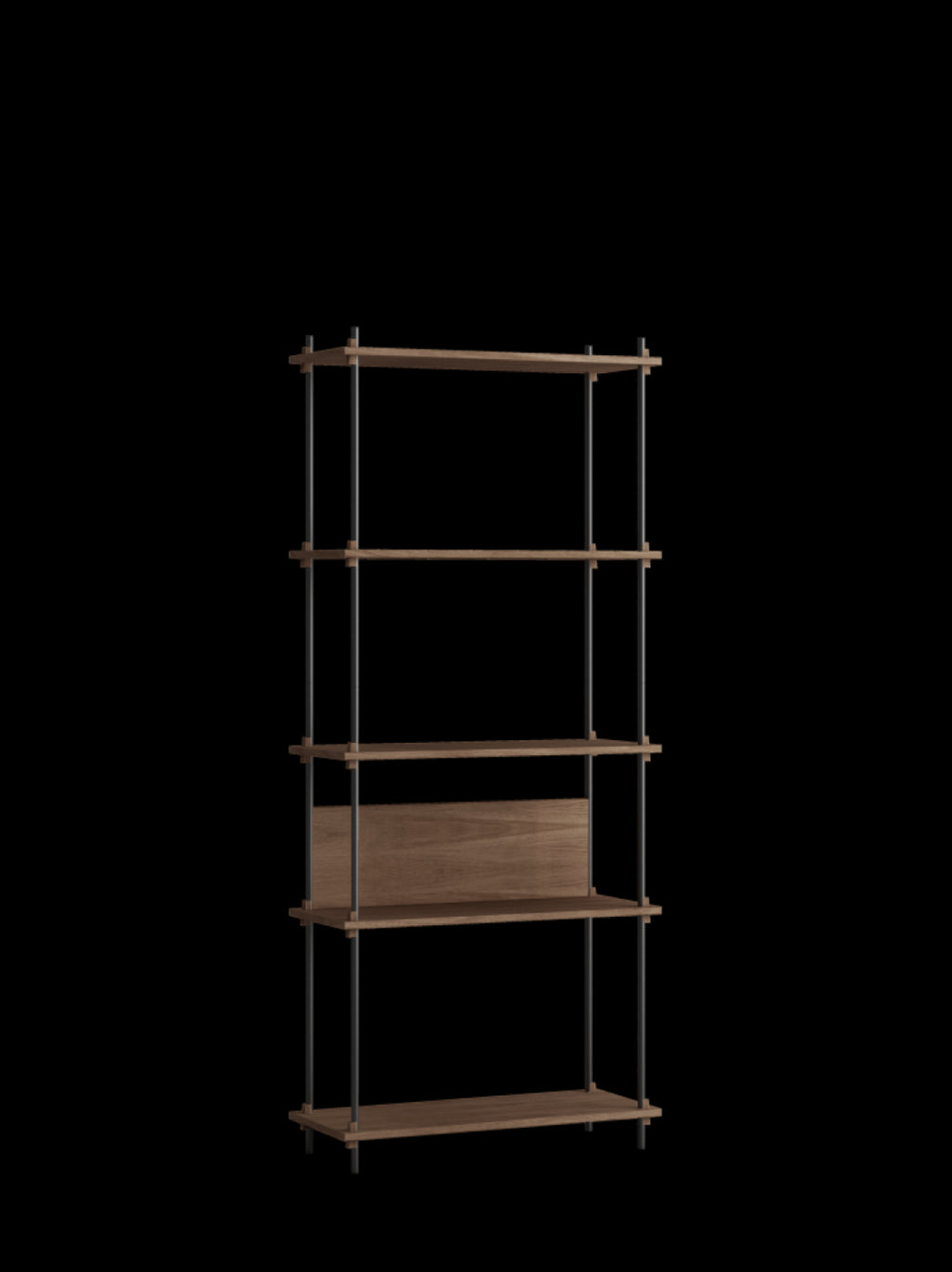 Customizable Moebe Shelving System in Smoked Oak & Black - 200cm Height