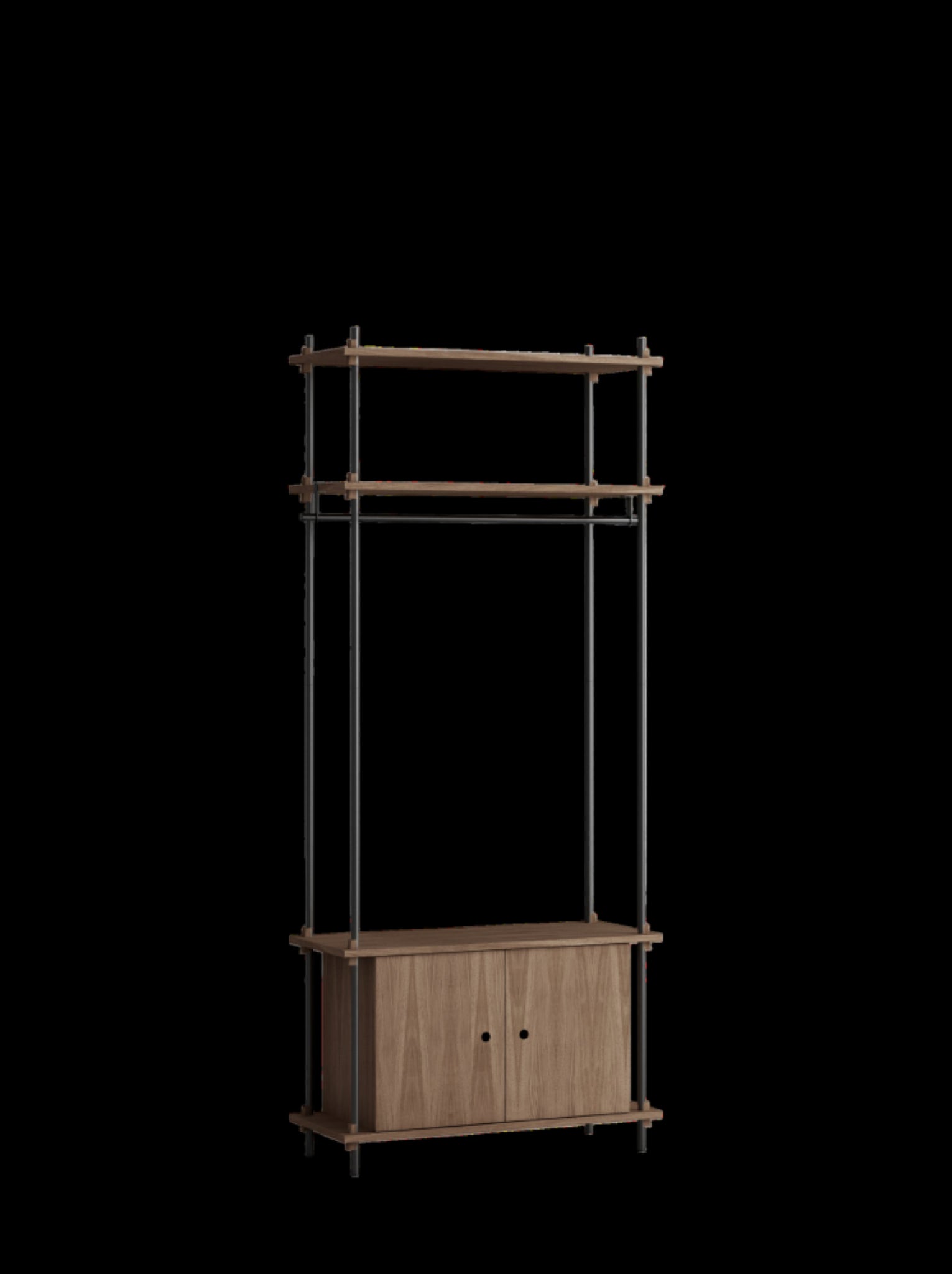 Customizable Moebe Shelving System in Smoked Oak & Black - 200cm Height