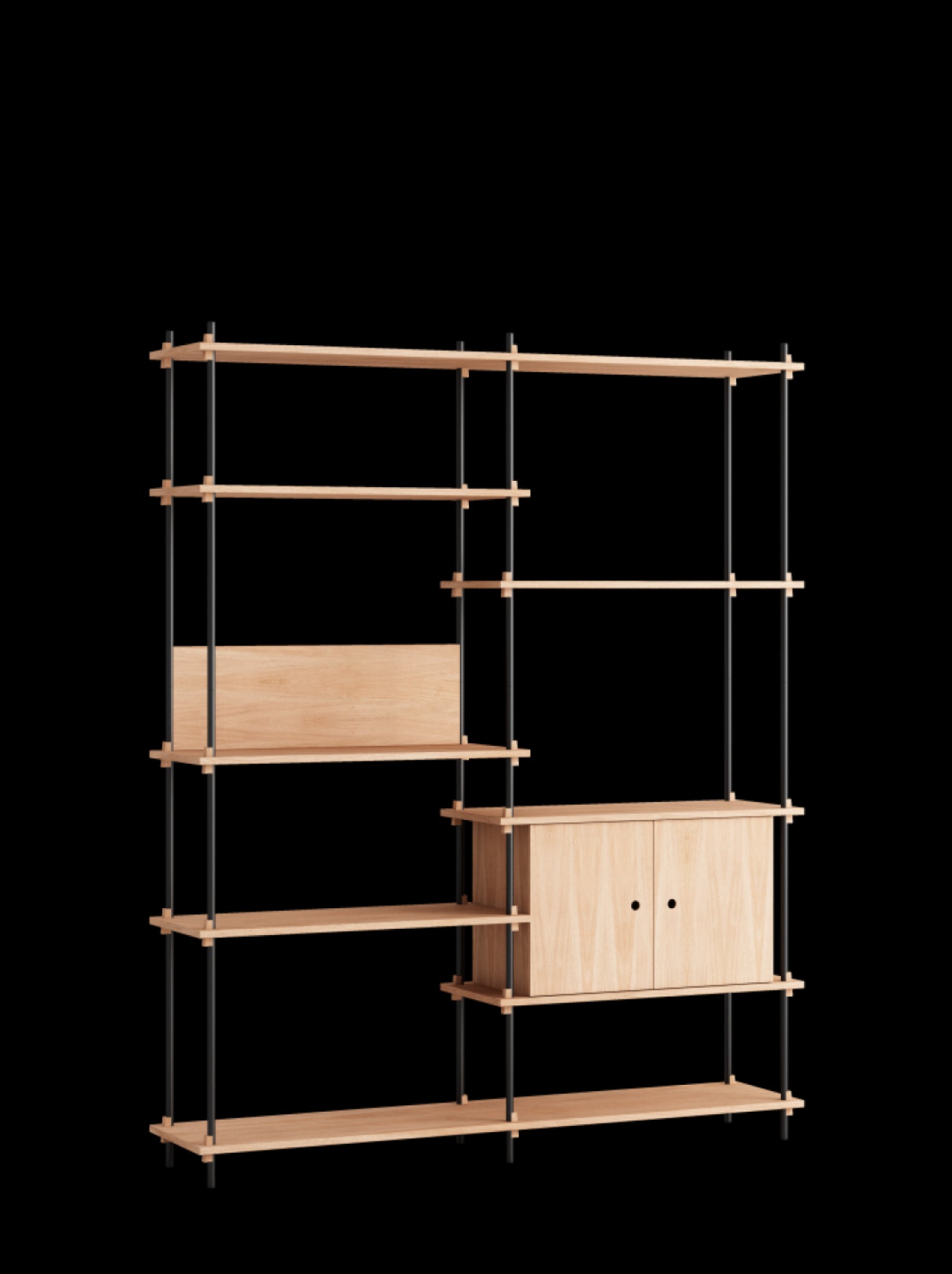 Customizable Moebe Shelving System in Oak/Black - Versatile & Stylish Design