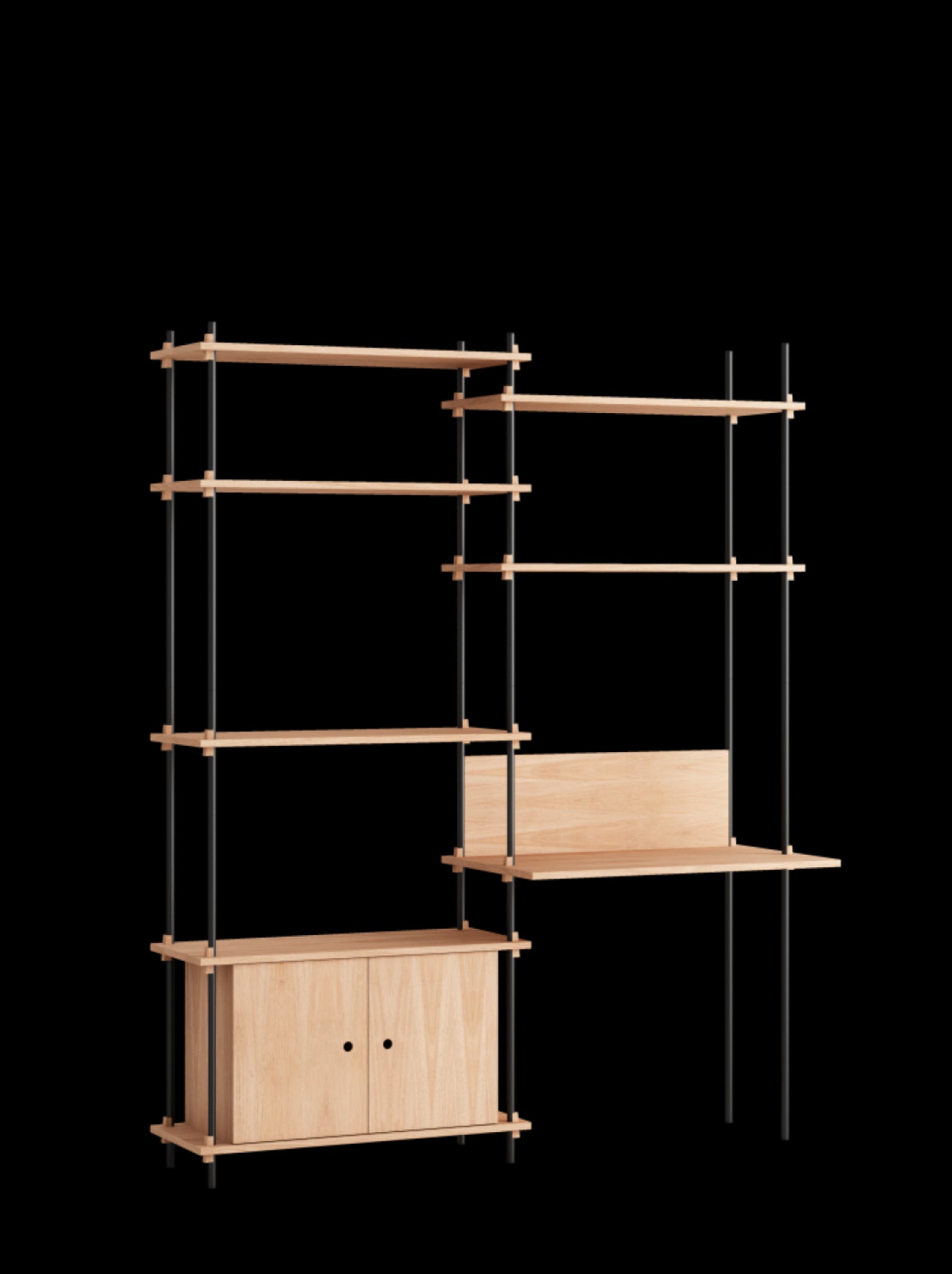 Customizable Moebe Shelving System in Oak/Black - Stylish & Versatile Design