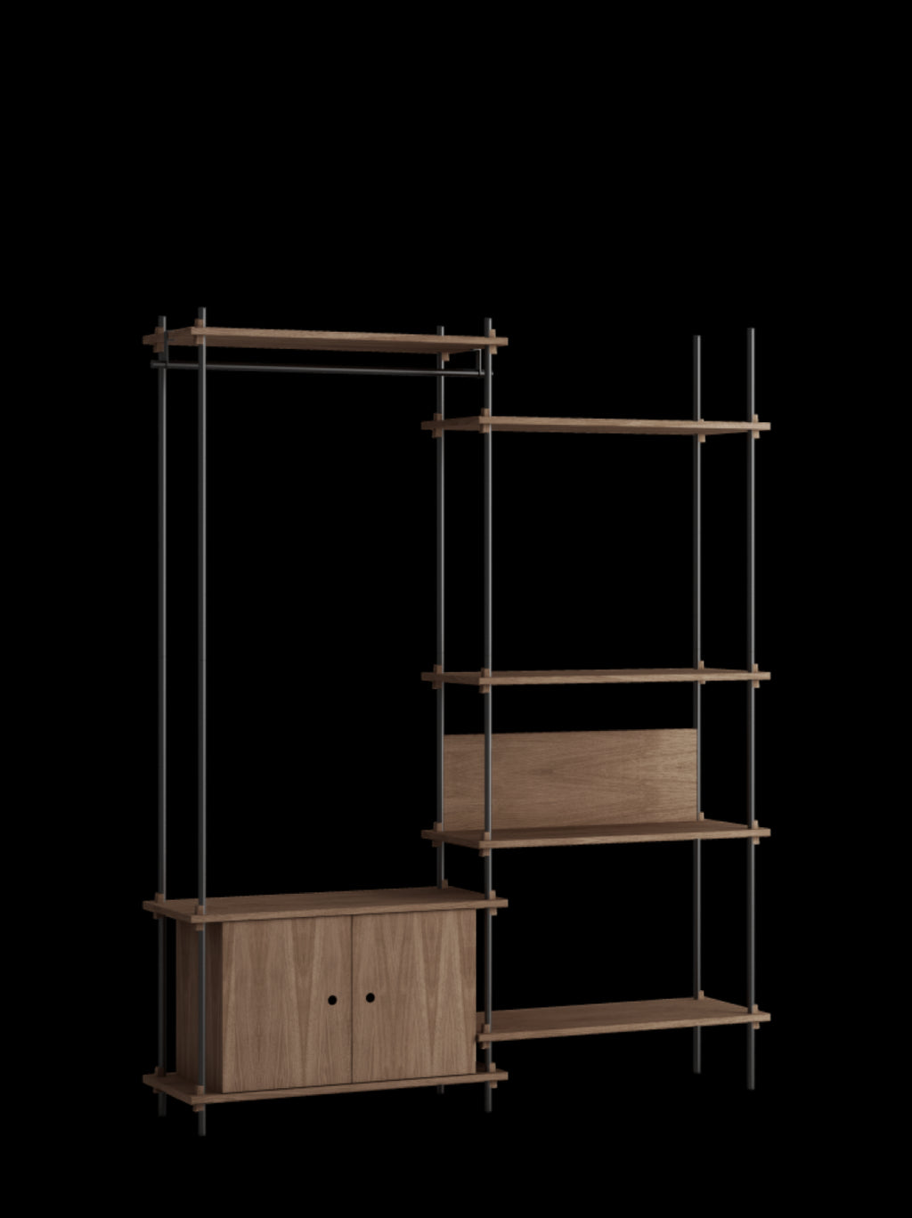 Customizable Moebe Shelving System in Smoked Oak & Black - 200cm Height