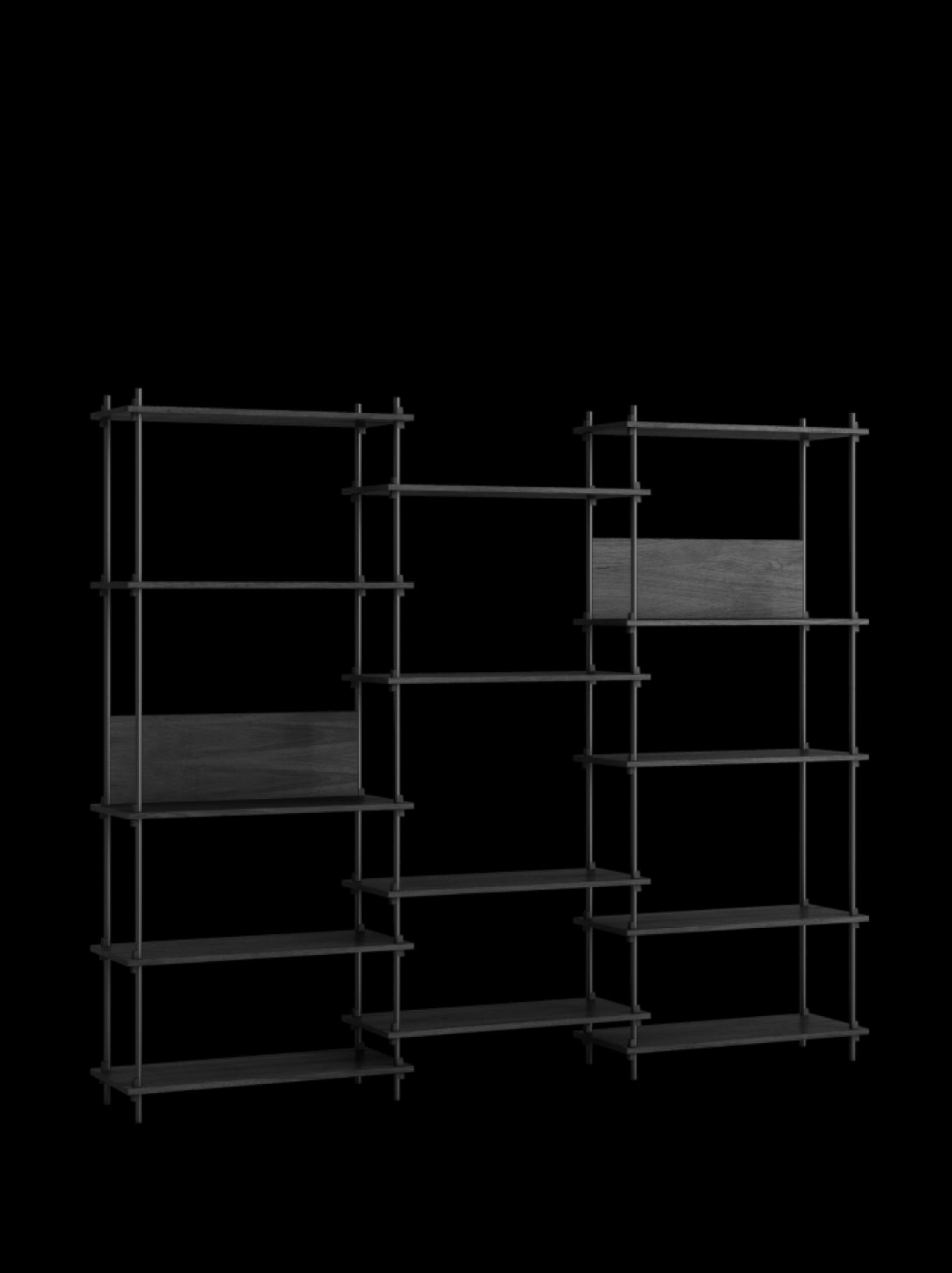 Customizable Moebe Shelving System S.200.3.A in Black - Versatile Design