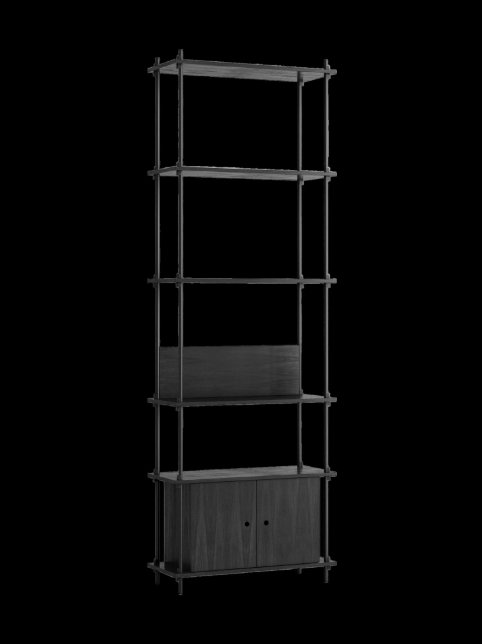 Customizable Moebe Black Shelving System - Versatile Room Divider & Wall Unit