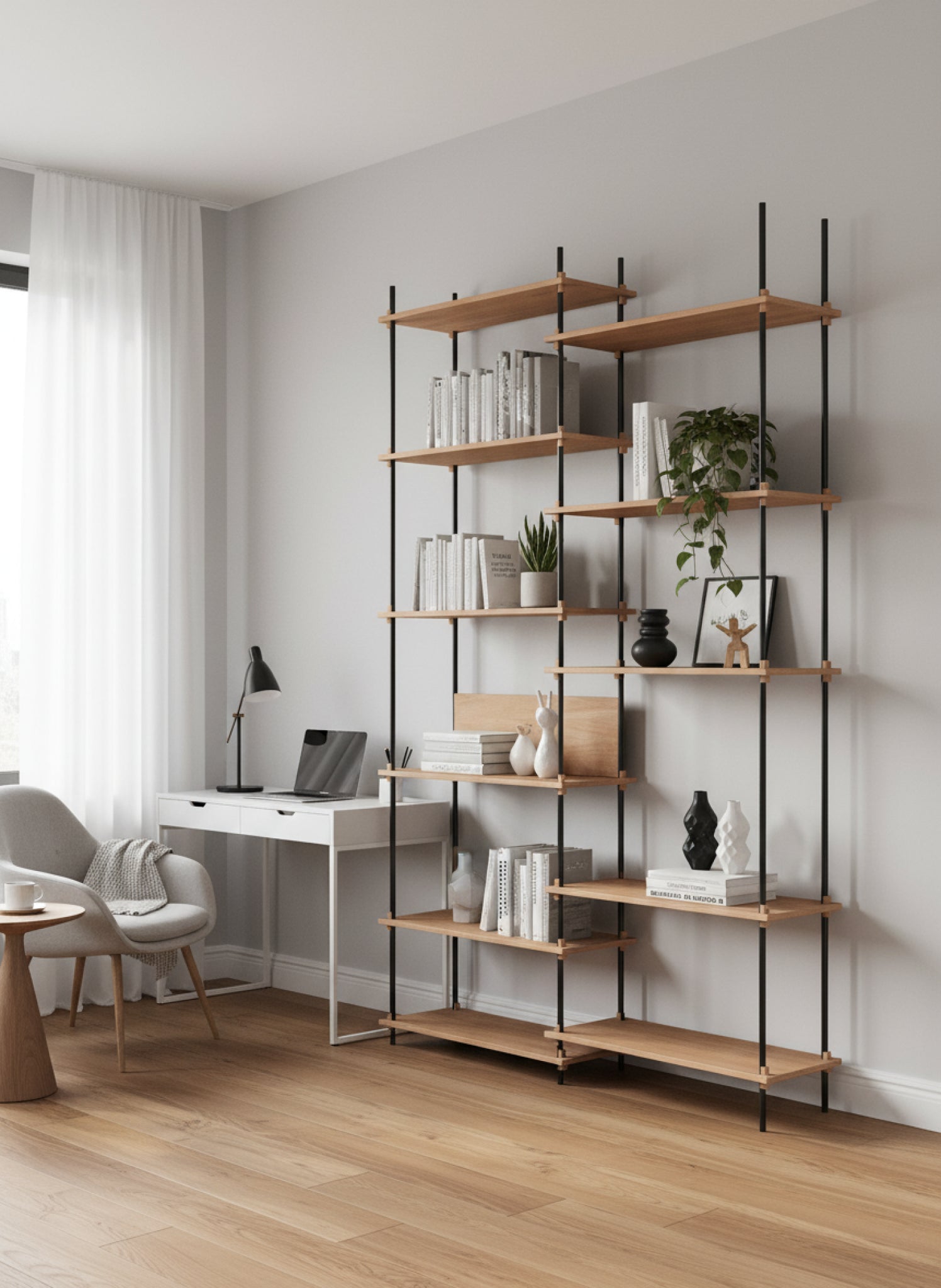 Customizable Moebe Shelving System in Oak/Black - Versatile Home Storage