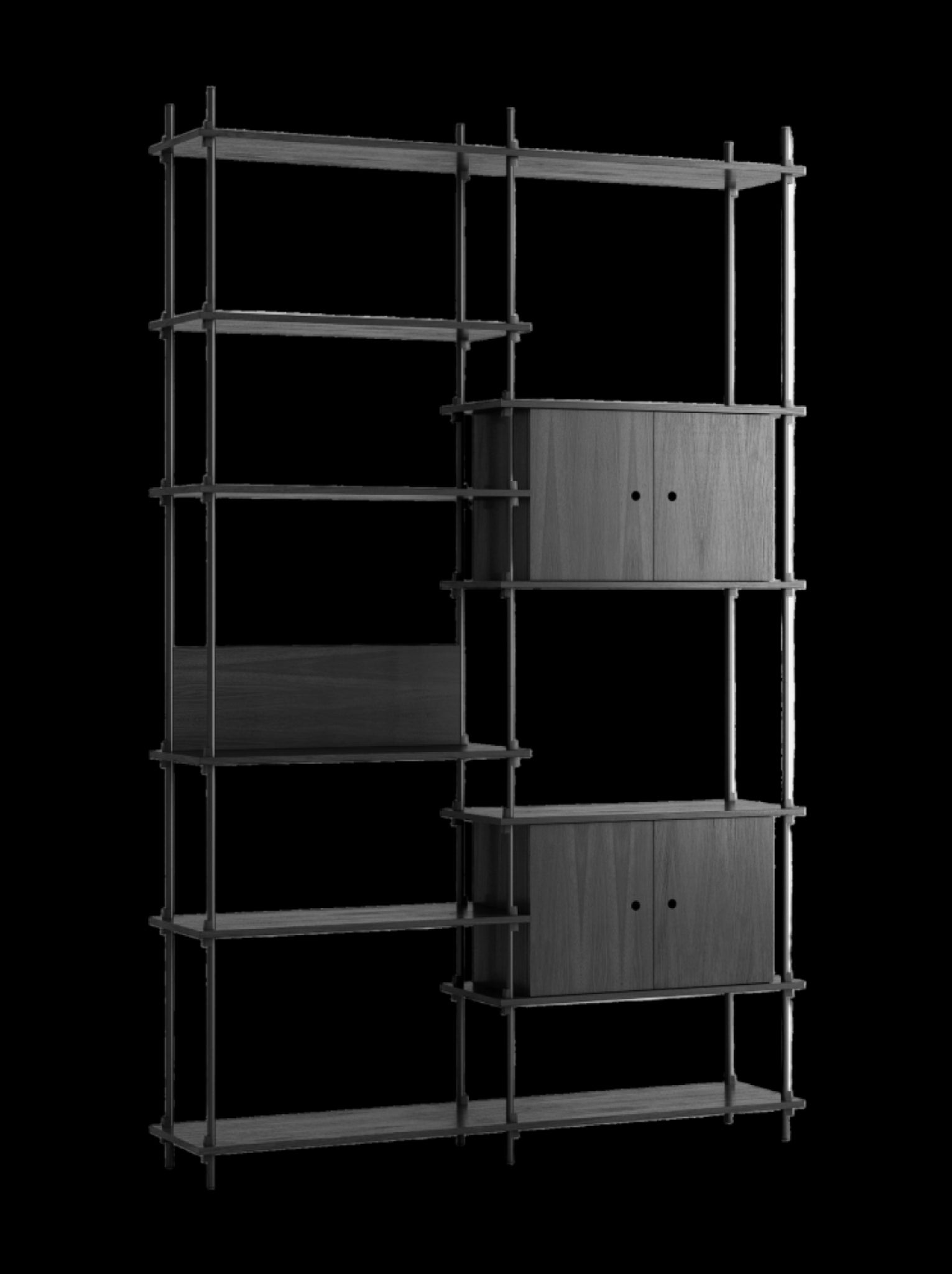 Customizable Moebe Black Shelving System - Versatile Room Divider & Wall Unit