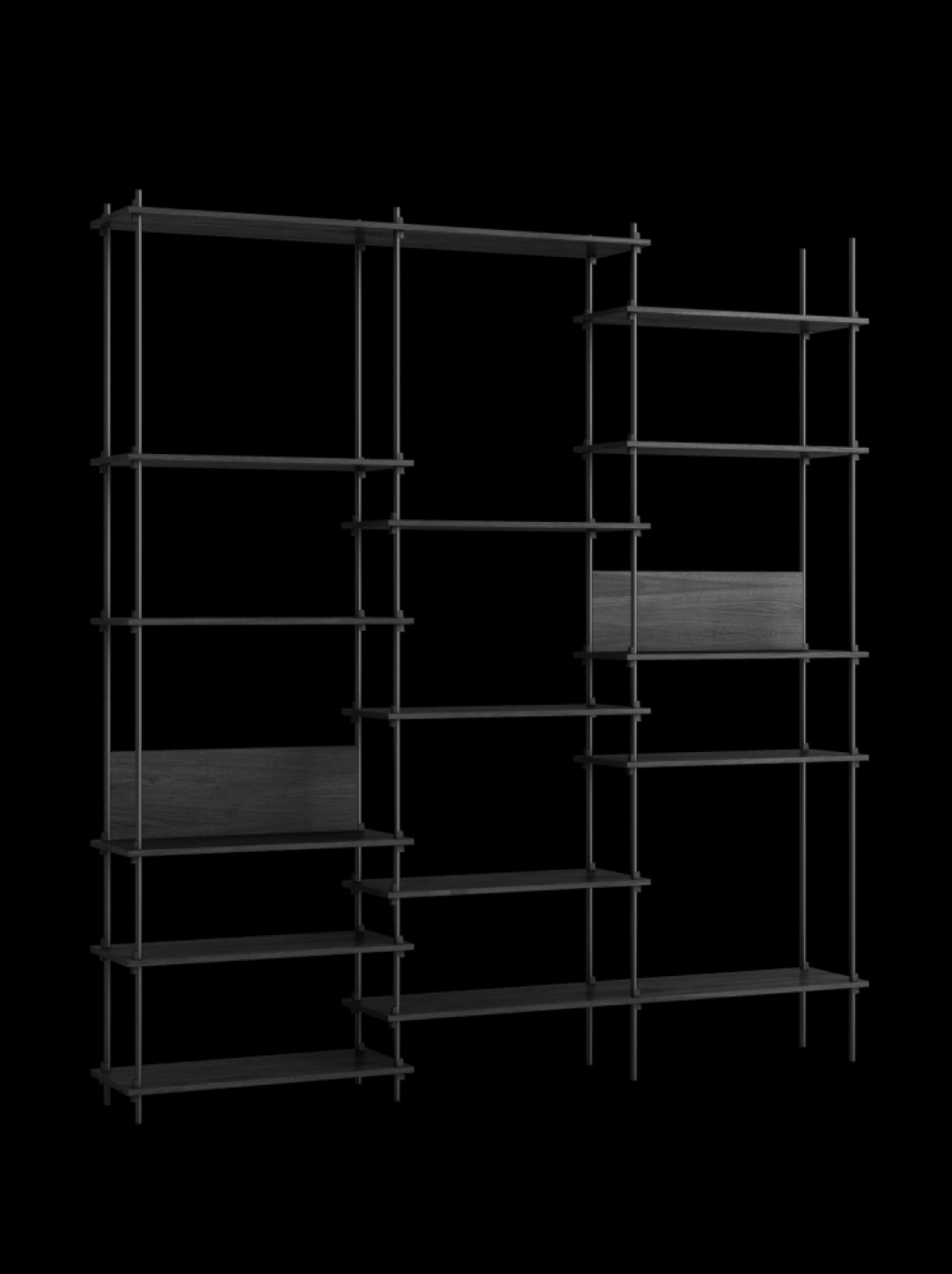 Customizable Moebe Black Shelving System - Versatile Room Divider & Wall Unit
