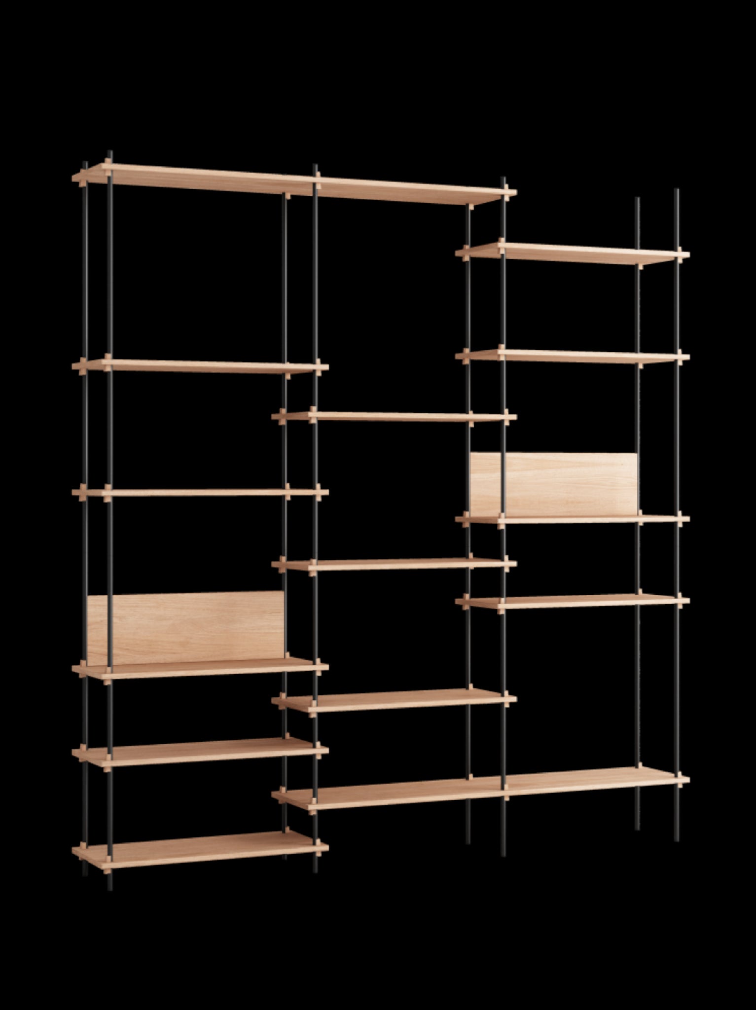 Customizable Moebe Shelving System in Oak/Black - Versatile & Stylish