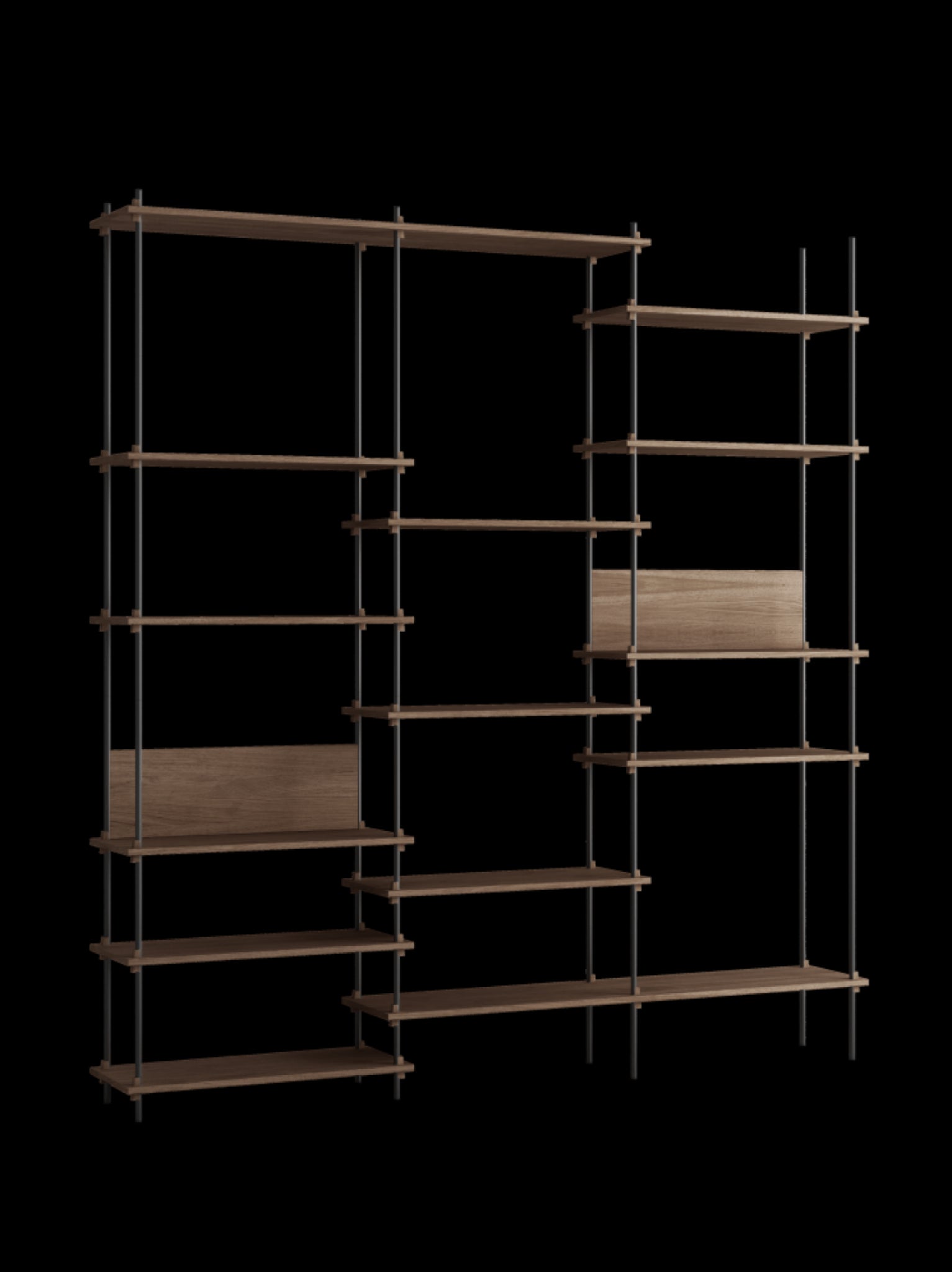 Customizable Moebe Shelving System in Smoked Oak & Black - 255cm High