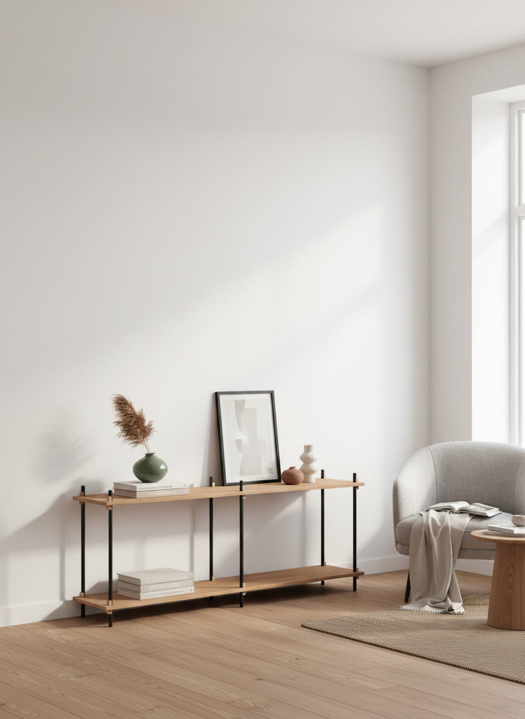 Customizable Moebe Shelving System in Oak/Black - Versatile Home Storage