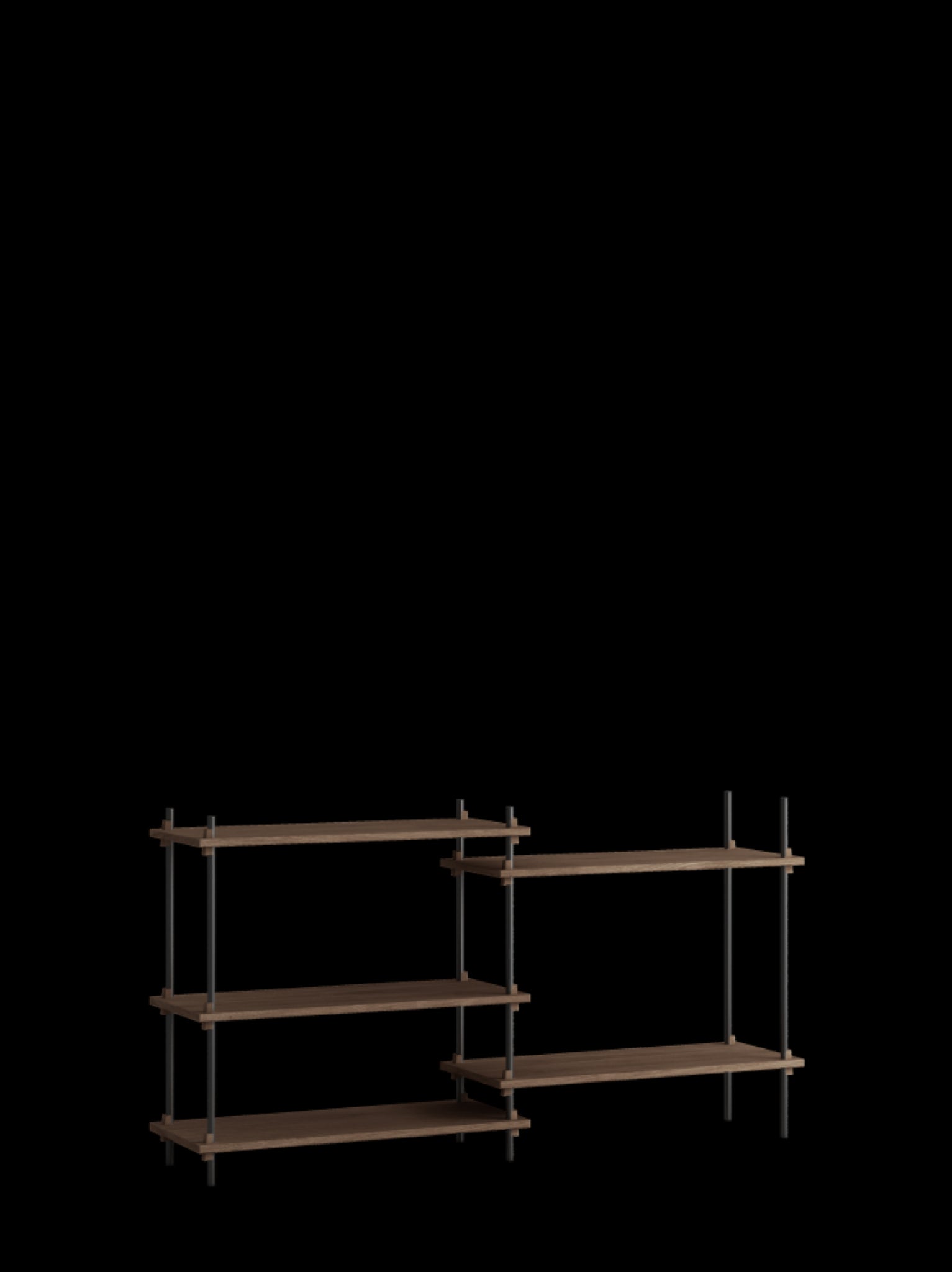 Customizable Moebe Shelving System in Smoked Oak & Black - Versatile Design
