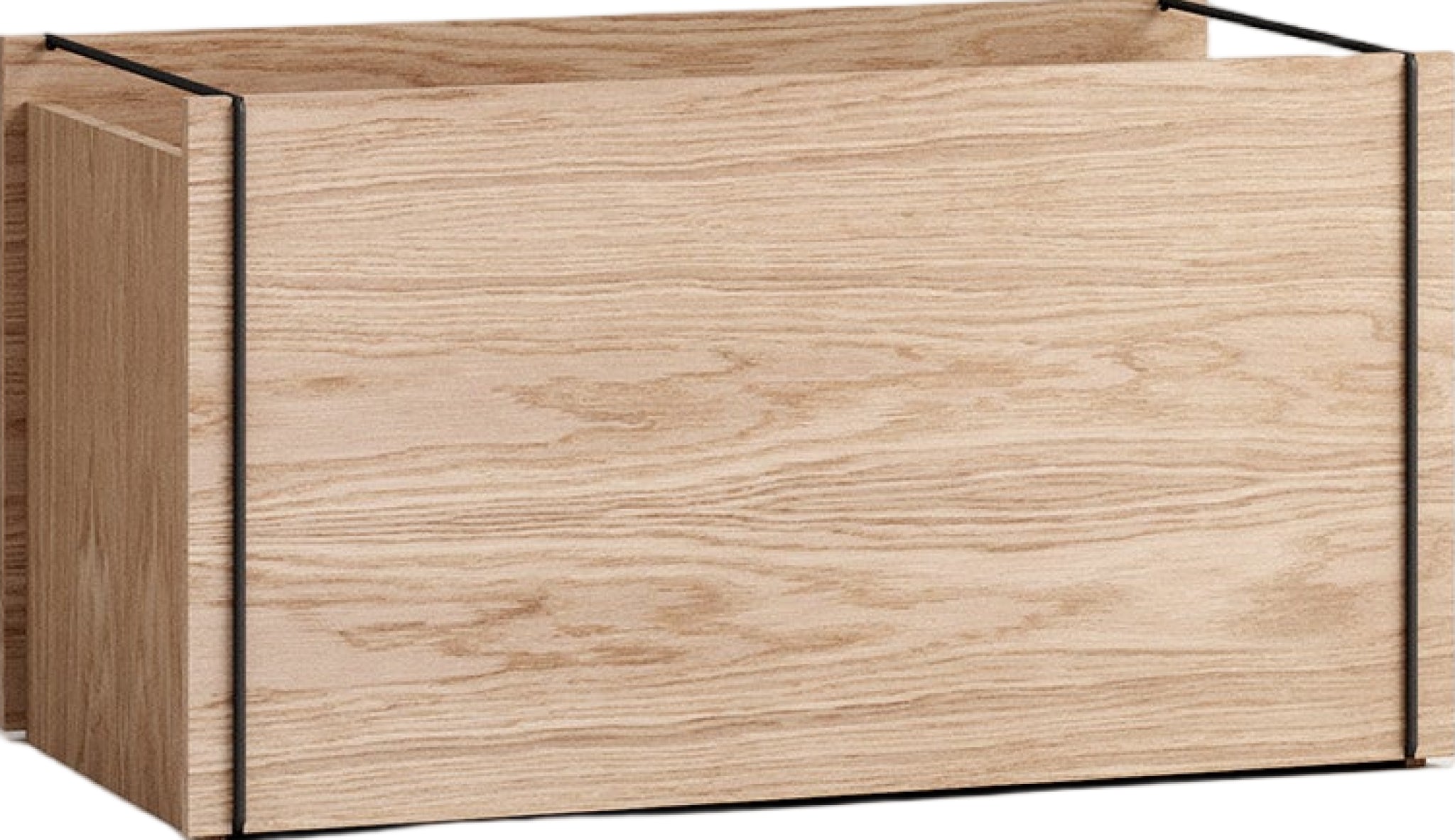 Spacious Moebe Storage Box in Oak/Black - 47L, Stackable & Durable