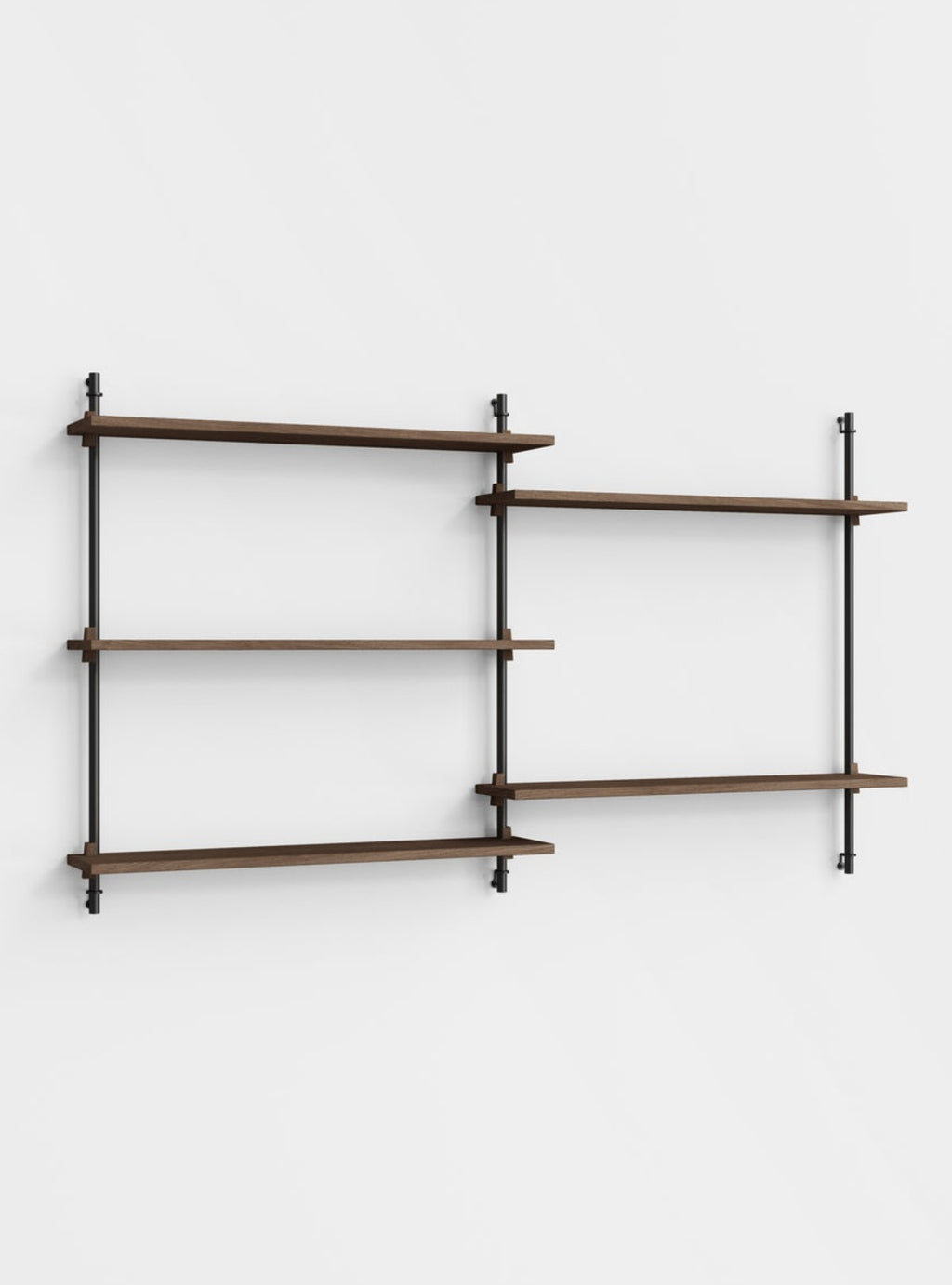 Versatile Moebe Wall Shelving WS.85.2 in Smoked Oak & Black for Any Room