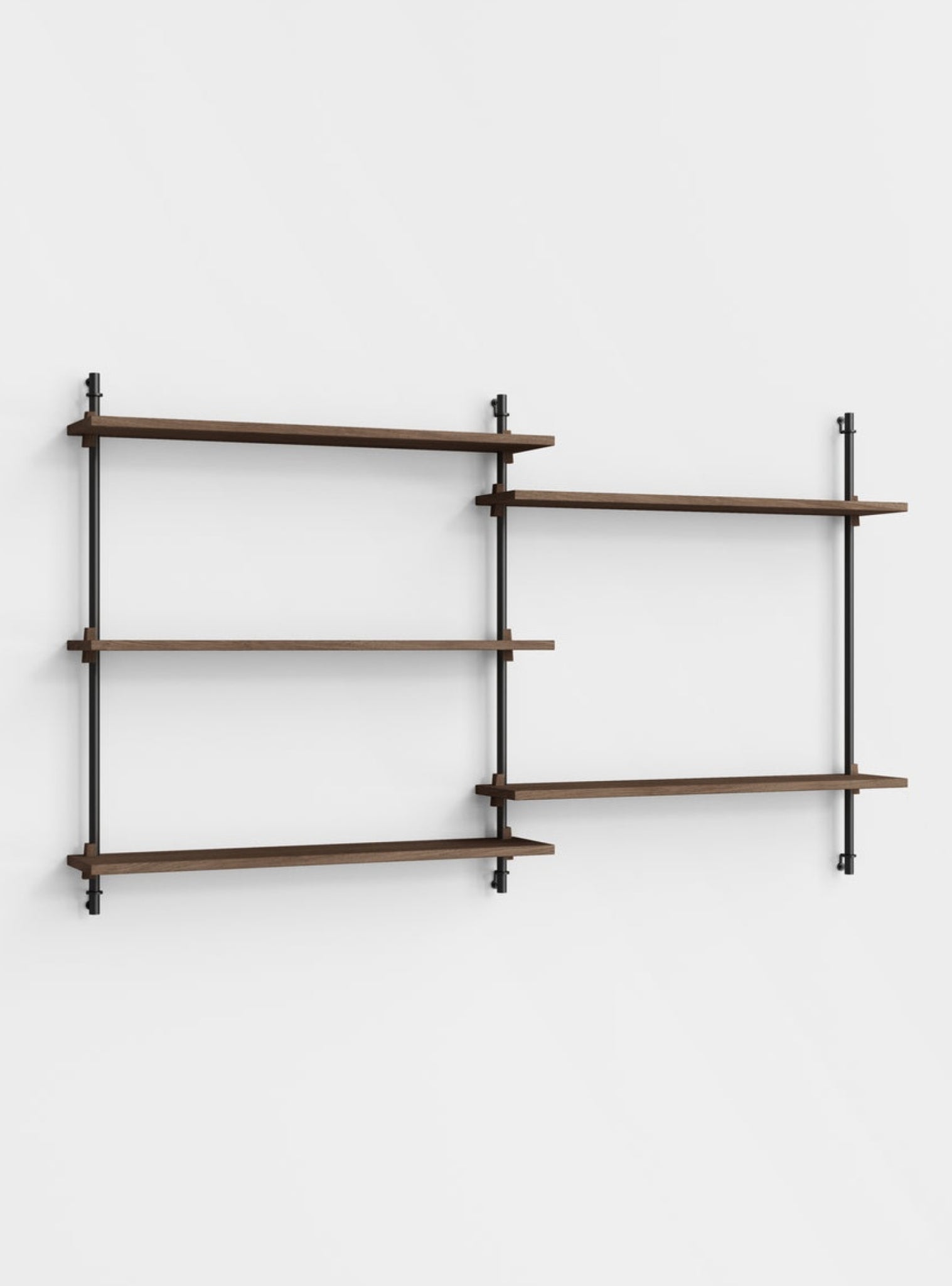 Versatile Moebe Wall Shelving WS.85.2 in Smoked Oak & Black for Any Room