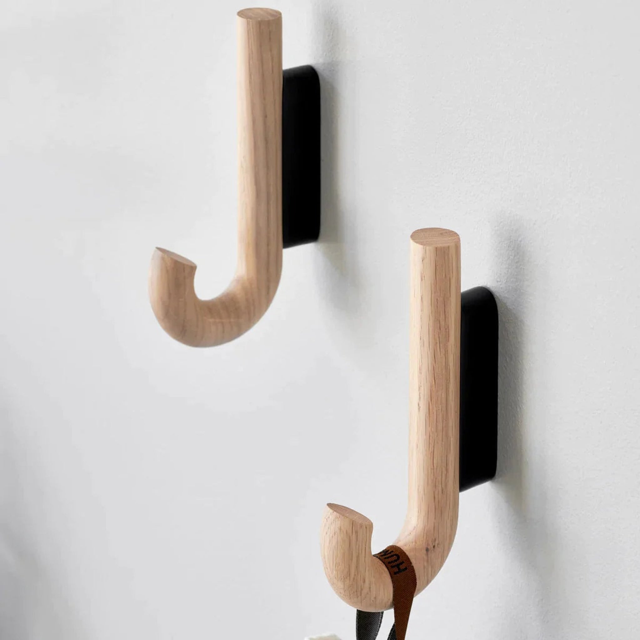 Gejst Hook Mini Oak/black Wall Hook — Small Coat & Towel Hanger, Hallway