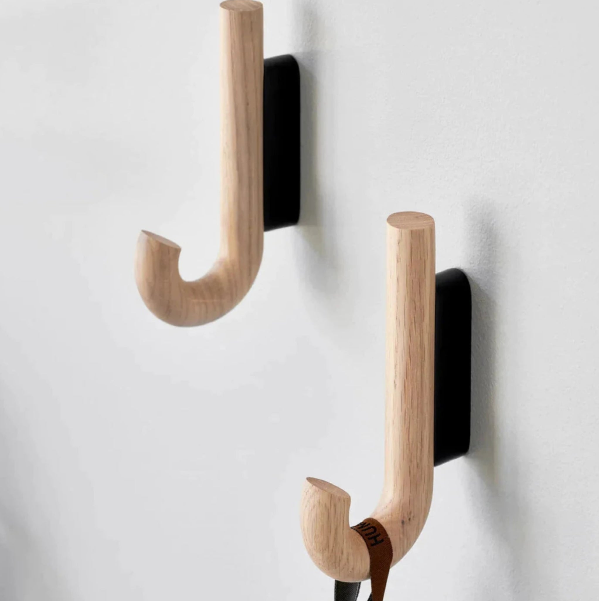Gejst Hook Mini Oak/black Wall Hook — Small Coat & Towel Hanger, Hallway