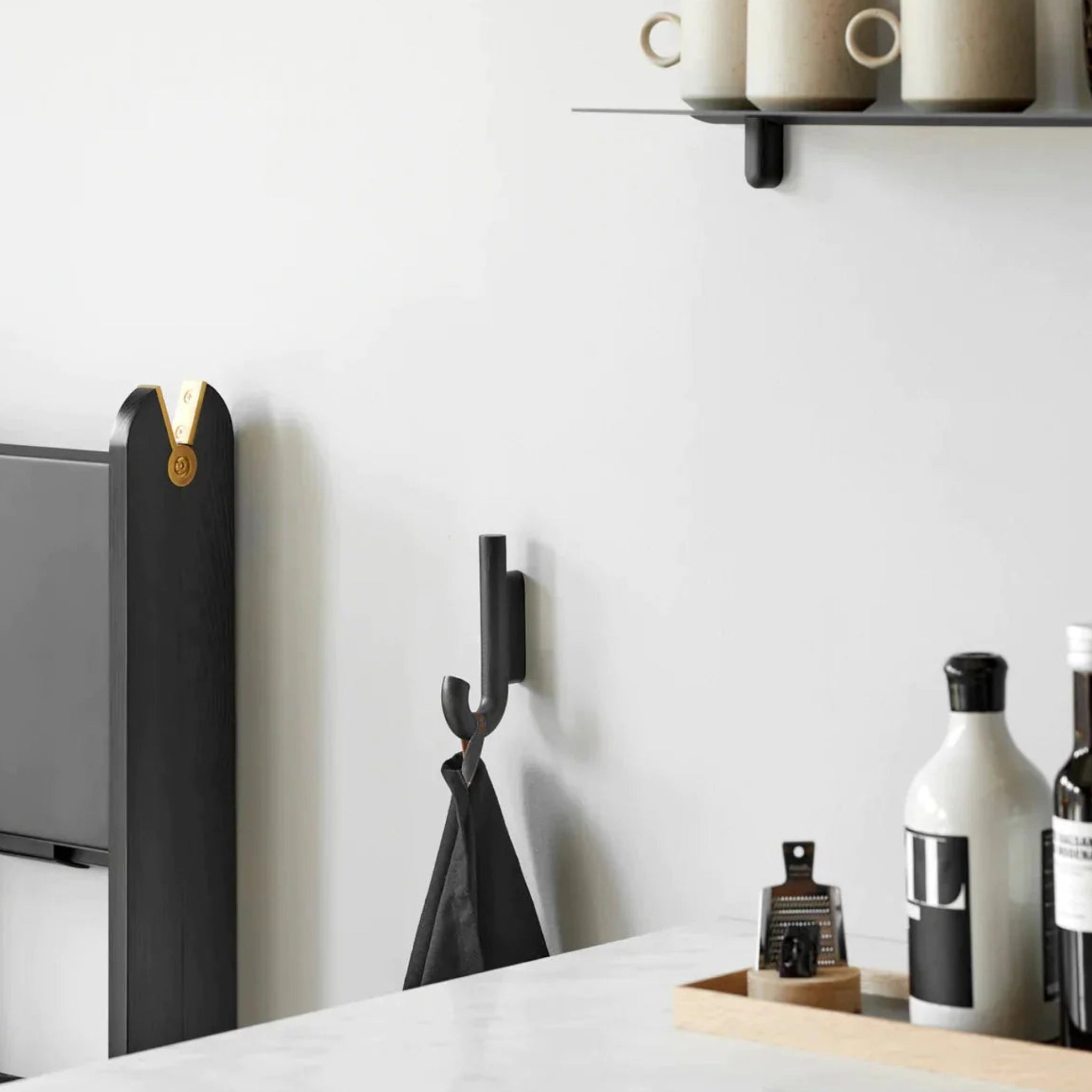 Gejst Hook Mini Hook – Black Oak & Black Metal, Compact Wall Hook