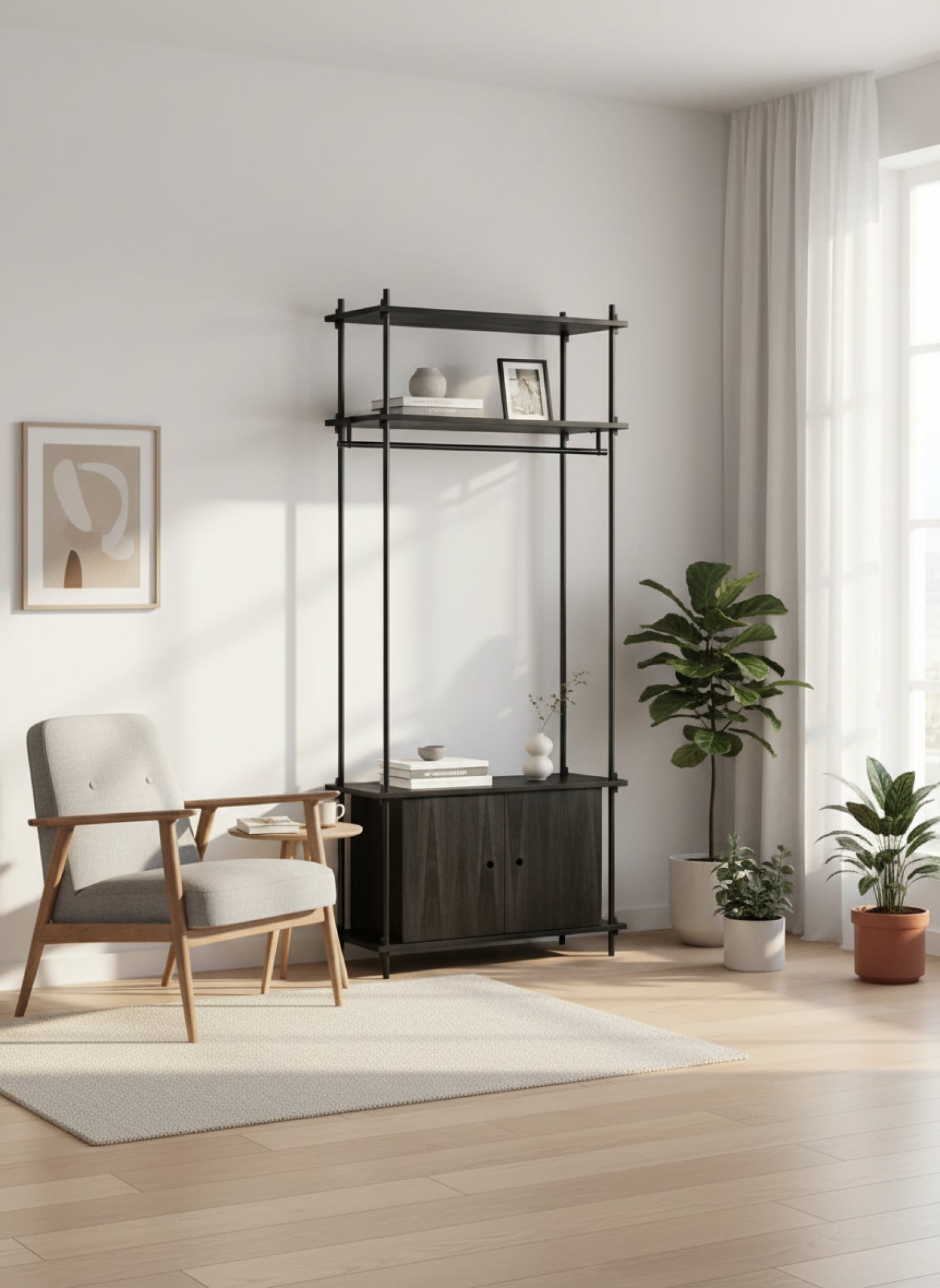 Customizable Moebe Shelving System S.200.1.G in Black - Versatile Design