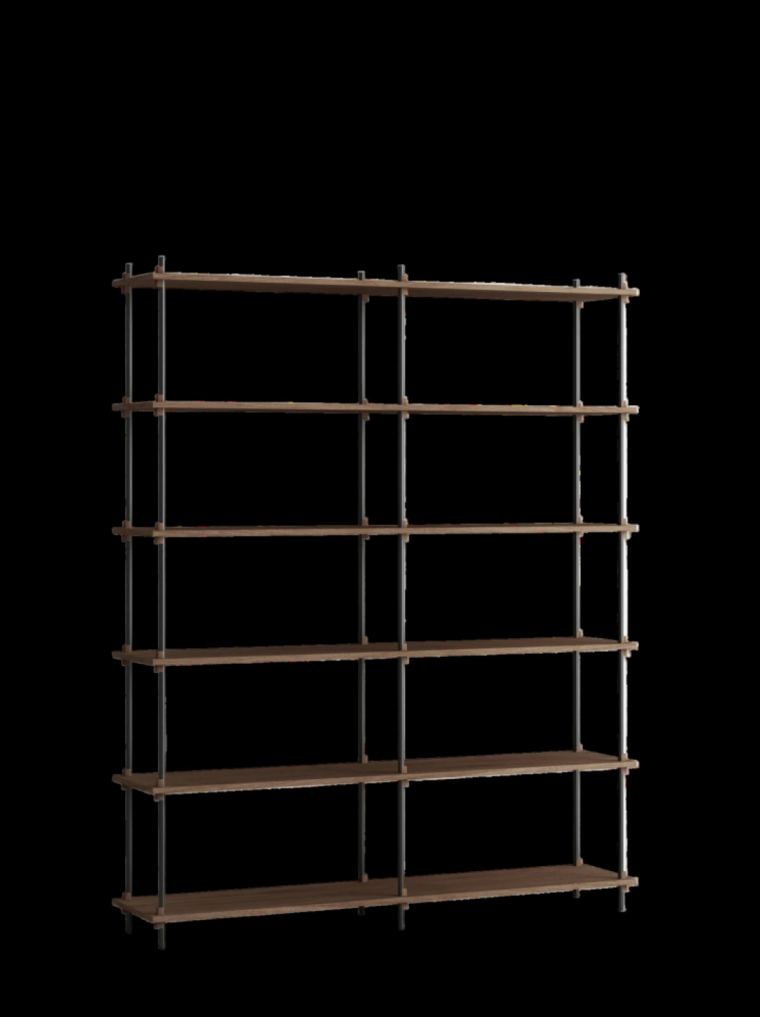 Customizable Moebe Shelving System in Smoked Oak & Black - 200cm Height