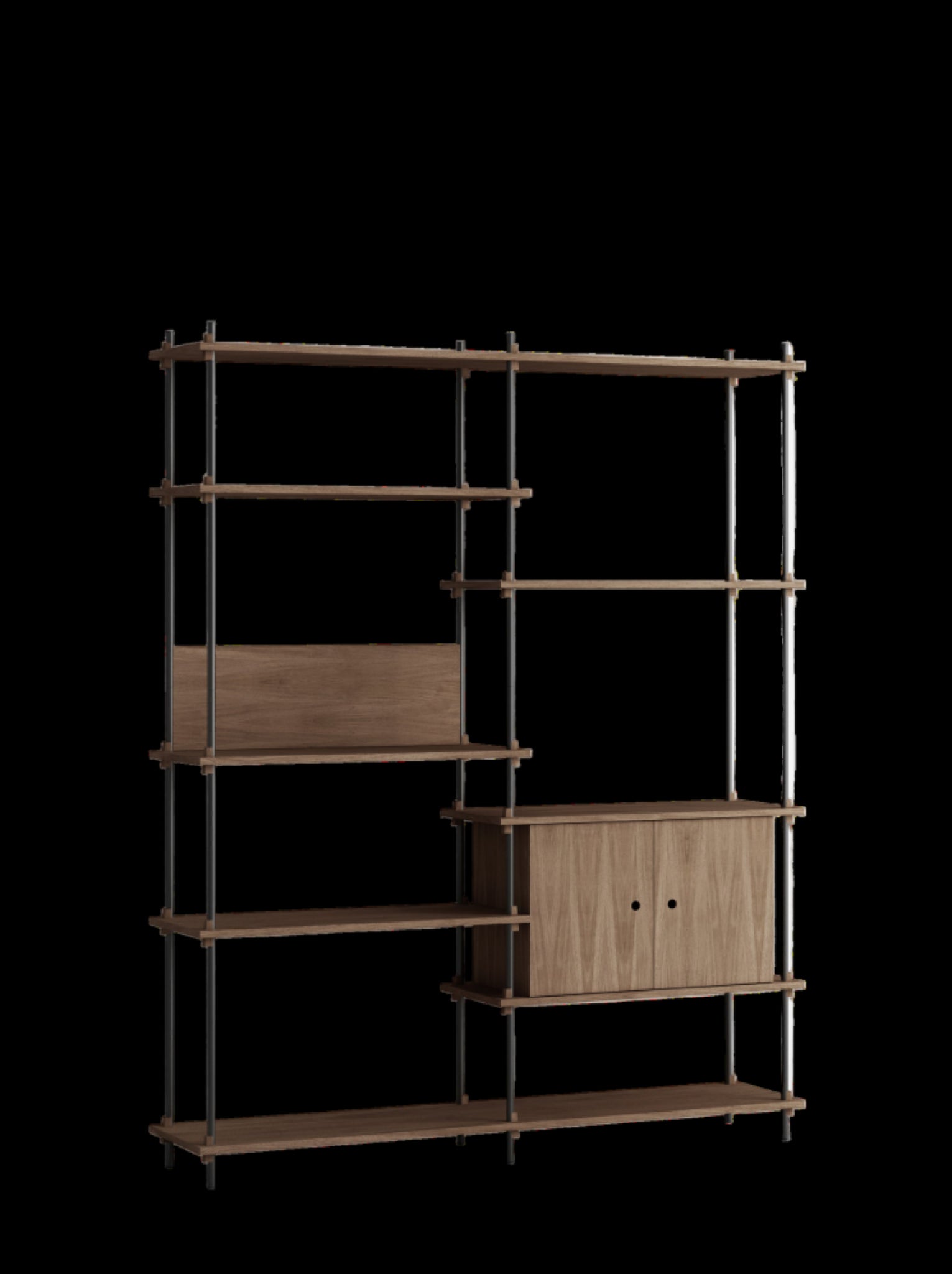 Customizable Moebe Shelving System in Smoked Oak/Black - 200cm Height
