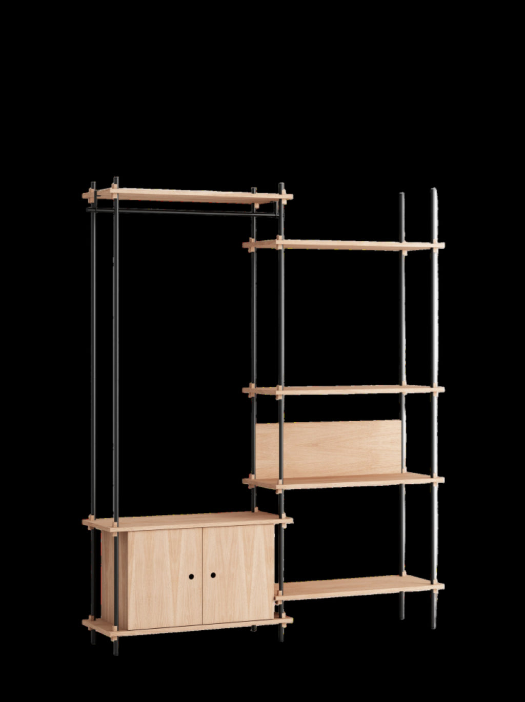 Customizable Moebe Shelving System in Oak/Black - Versatile Home Storage