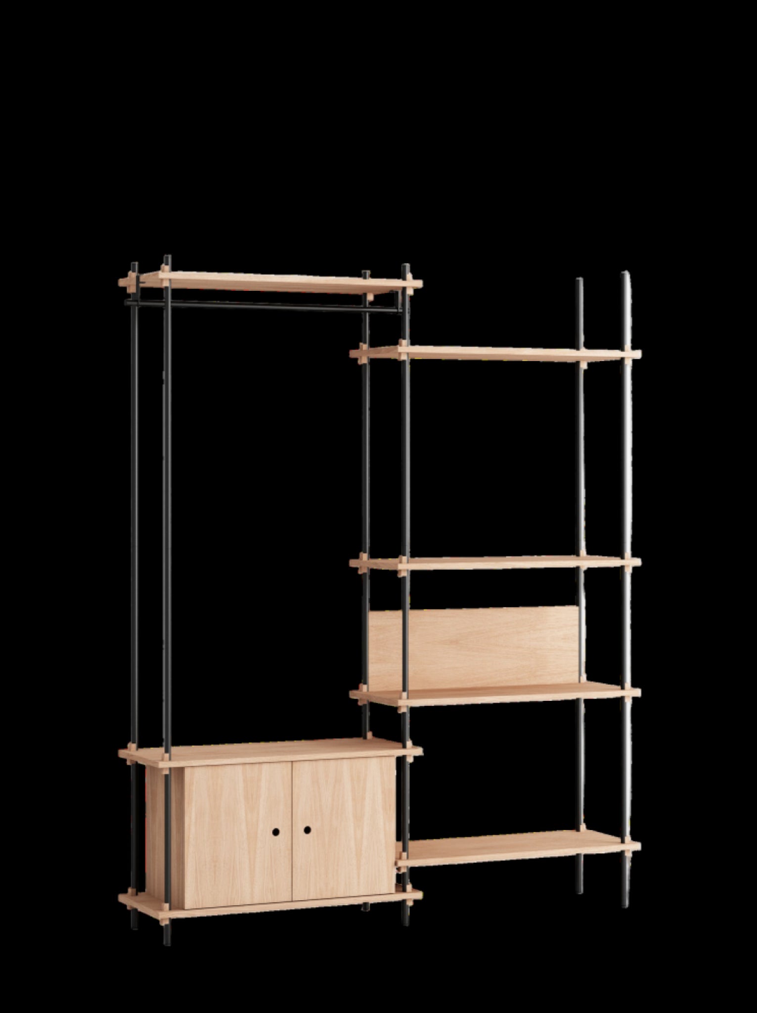 Customizable Moebe Shelving System in Oak/Black - Versatile Home Storage
