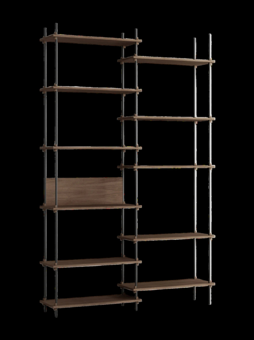 Customizable Moebe Shelving System in Smoked Oak & Black - 255cm Height