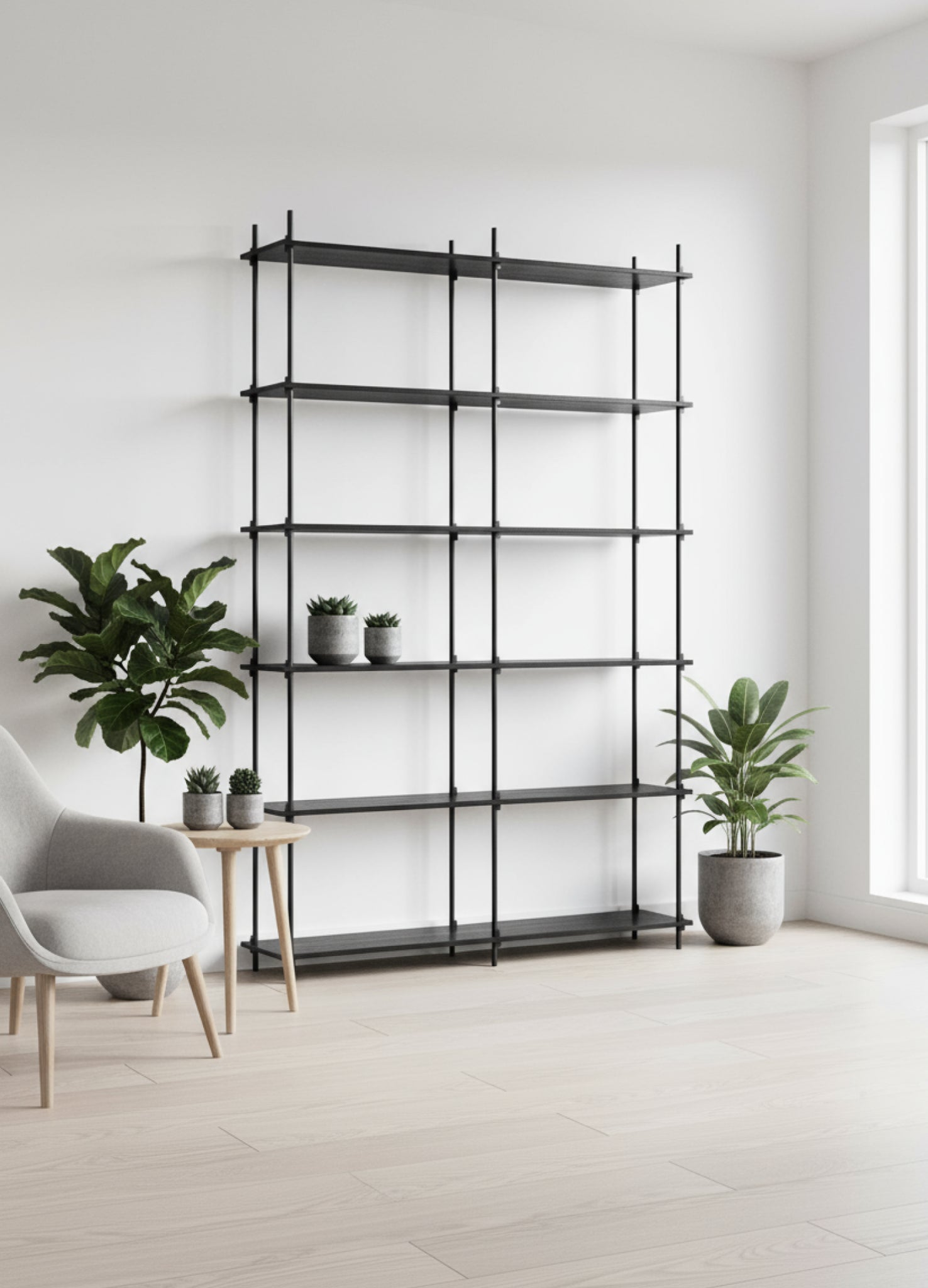 Customizable Moebe Black Shelving System - Versatile Room Divider & Wall Unit
