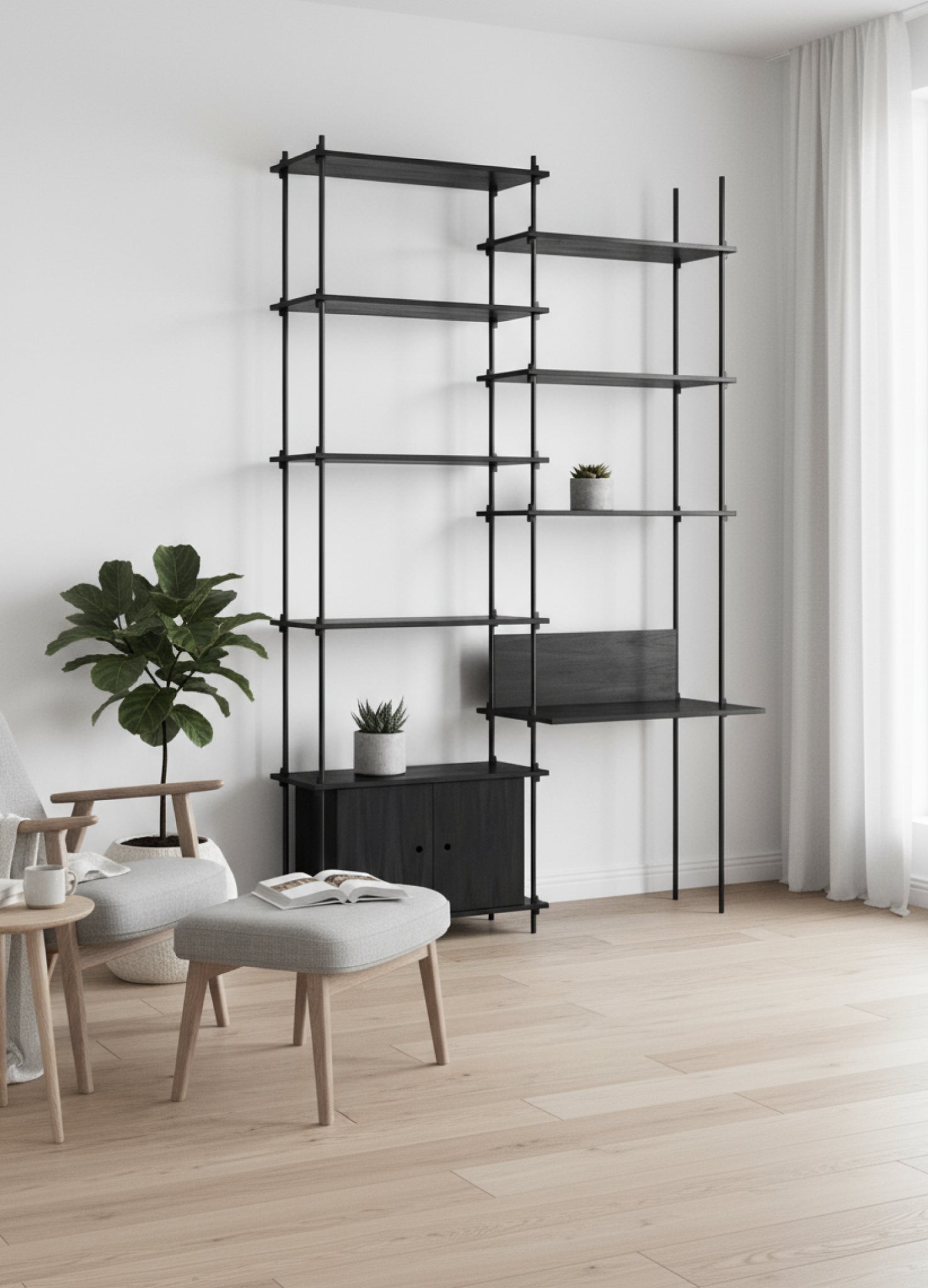 Customizable Moebe Shelving System in Black - Versatile & Stylish Design