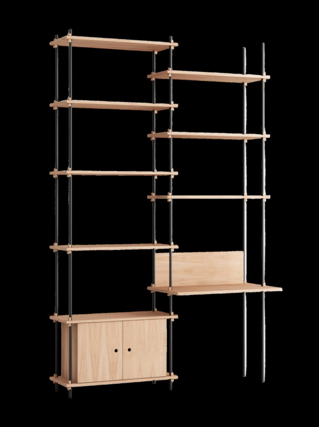 Customizable Moebe Oak/Black Shelving System - Versatile Room Divider