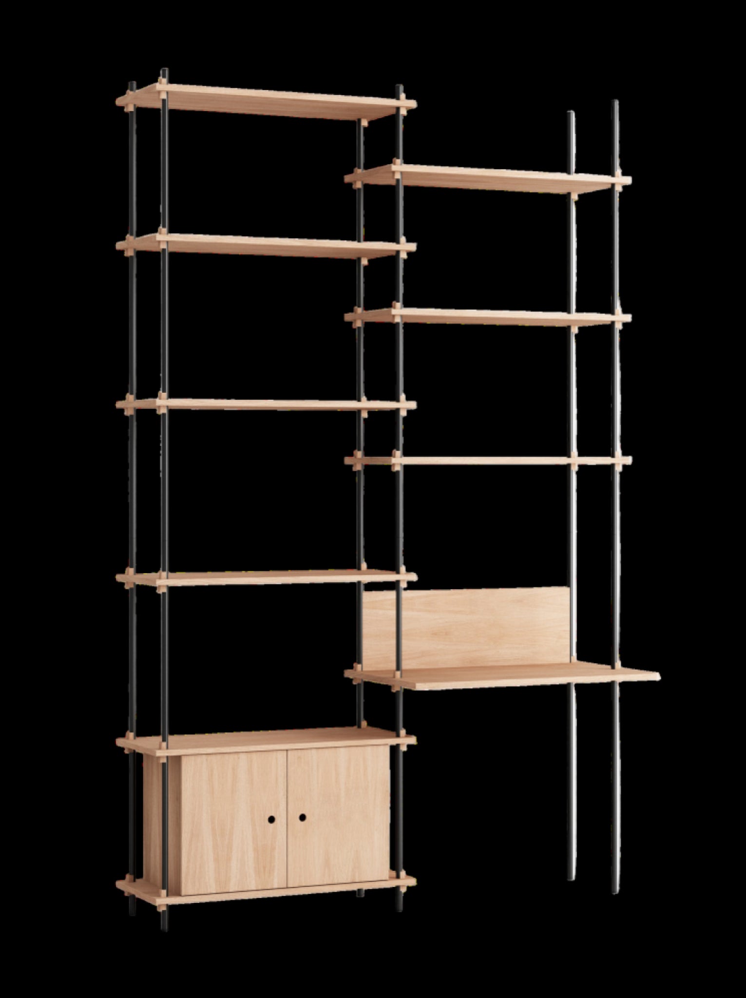 Customizable Moebe Oak/Black Shelving System - Versatile Room Divider