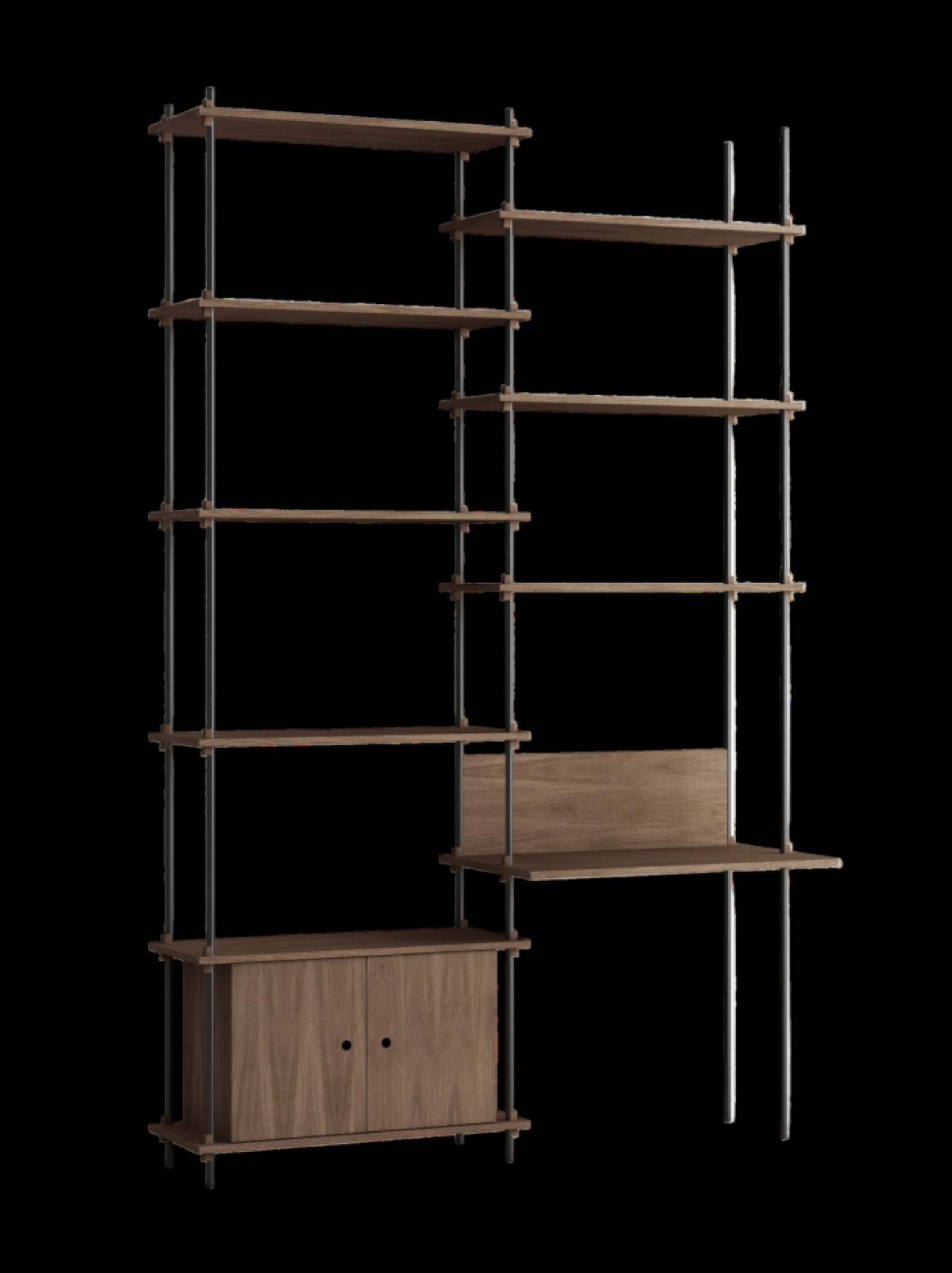 Customizable Moebe Shelving System in Smoked Oak & Black - 255cm High