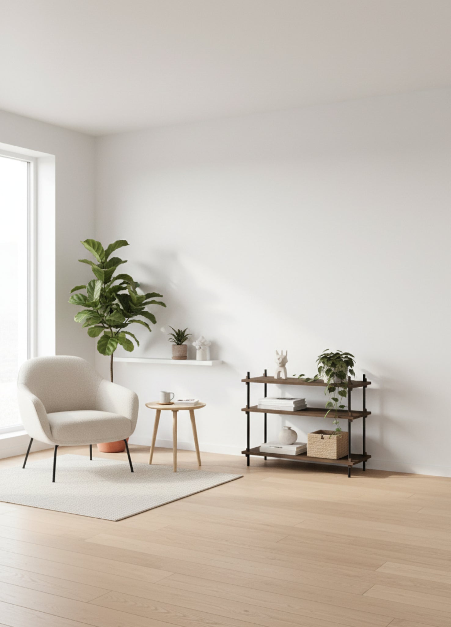 Customizable Moebe Shelving System in Smoked Oak & Black - 65x86x35 cm