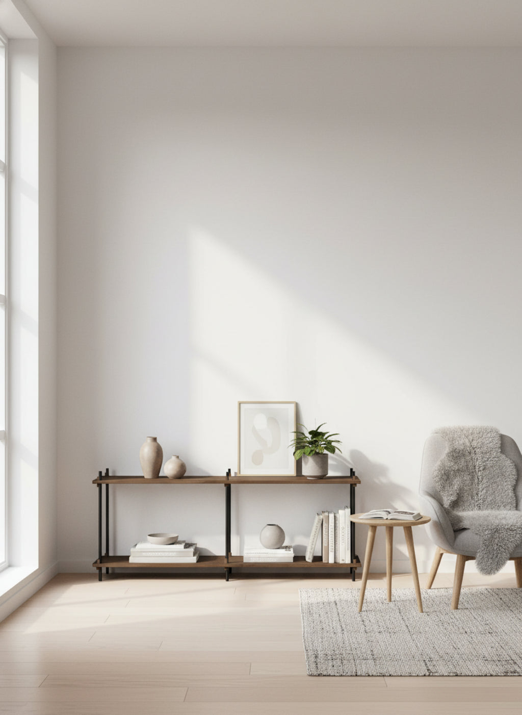 Customizable Moebe Shelving System in Smoked Oak & Black - 163x65 cm