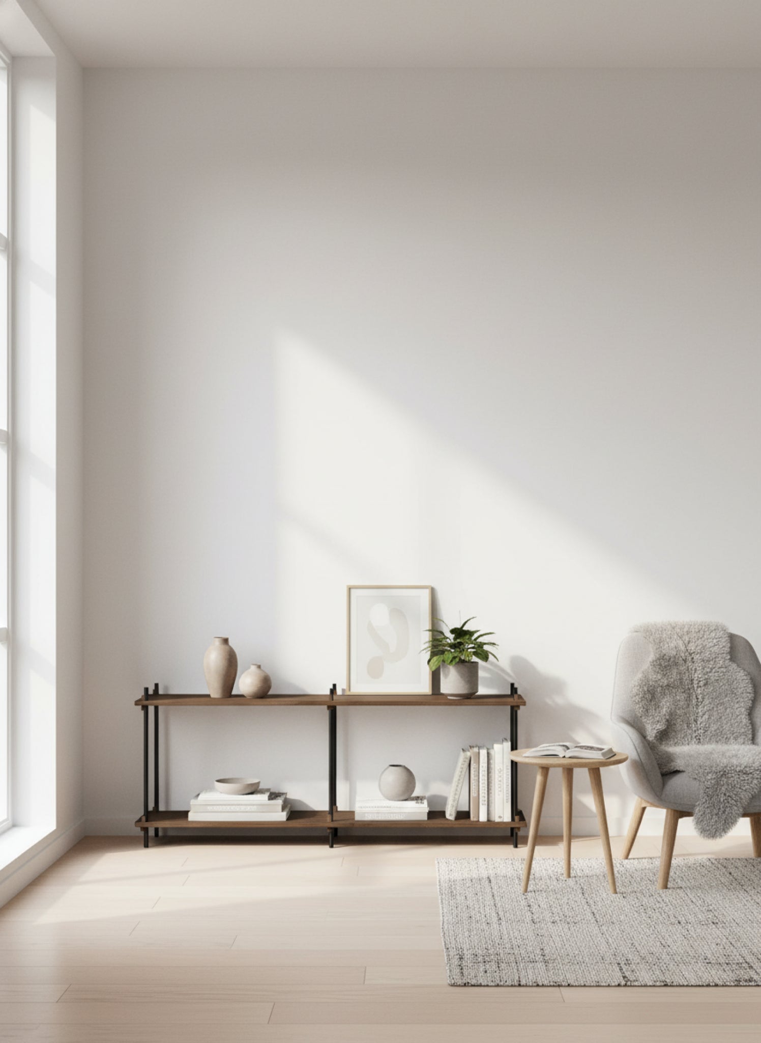 Customizable Moebe Shelving System in Smoked Oak & Black - 163x65 cm