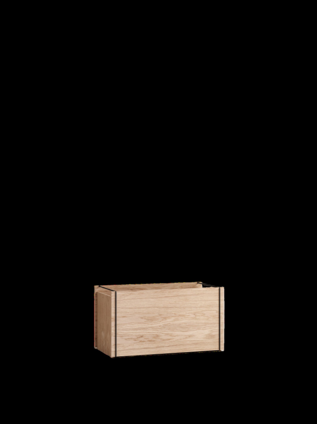 Spacious Moebe Storage Box in Oak/Black - 47L, Stackable & Durable
