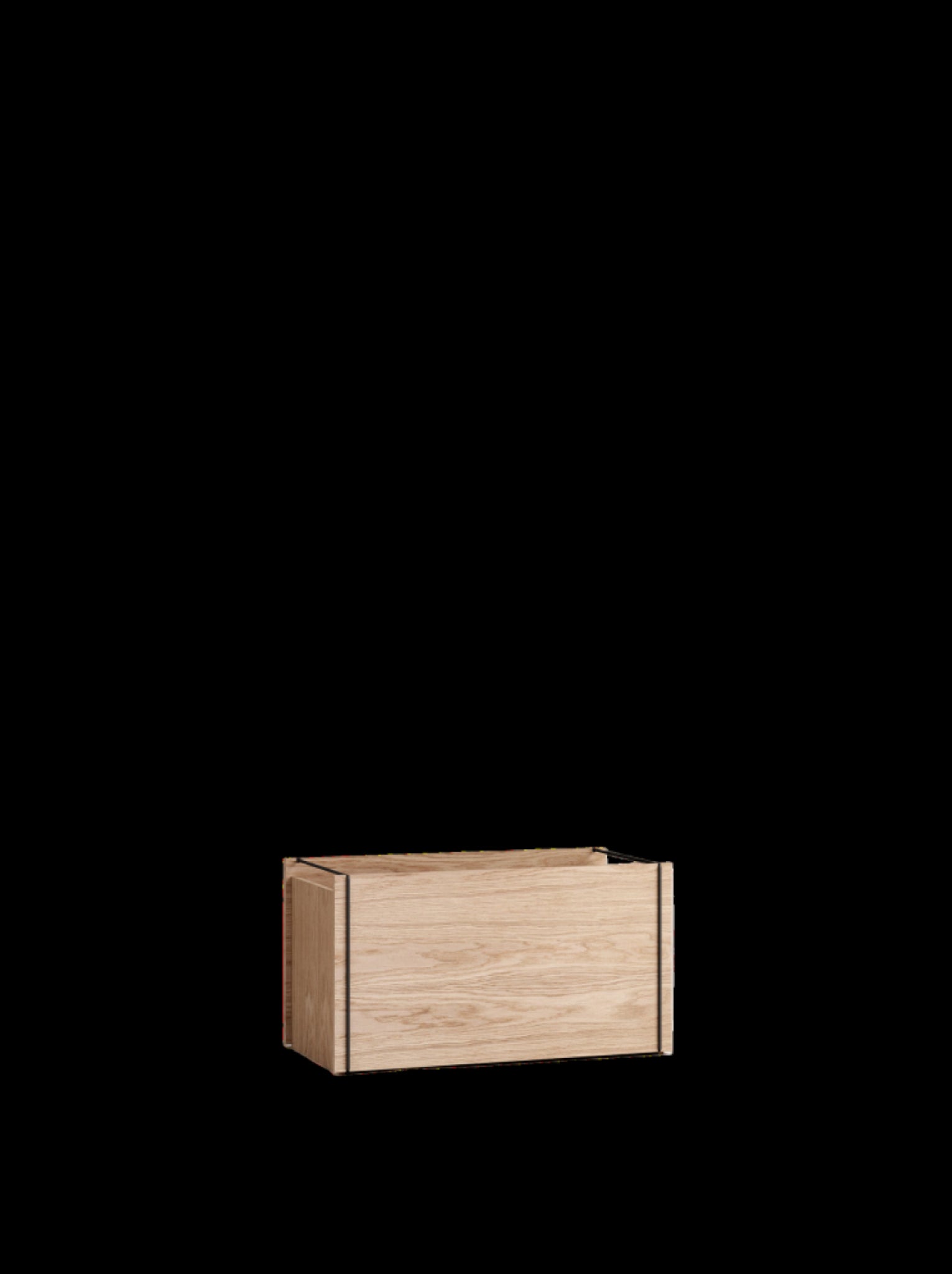 Spacious Moebe Storage Box in Oak/Black - 47L, Stackable & Durable