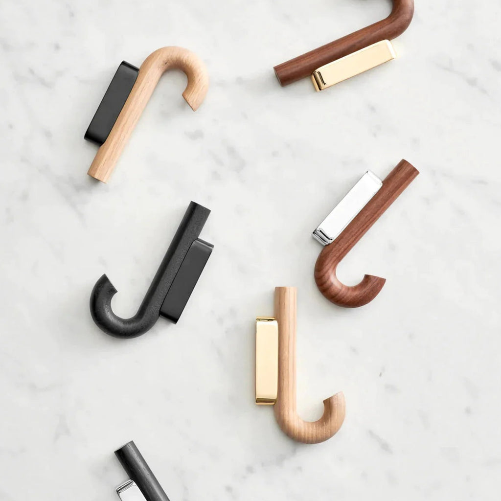 Gejst HOOK Mini Oak/Black Wall Hook — Small Coat & Towel Hanger, Hallway